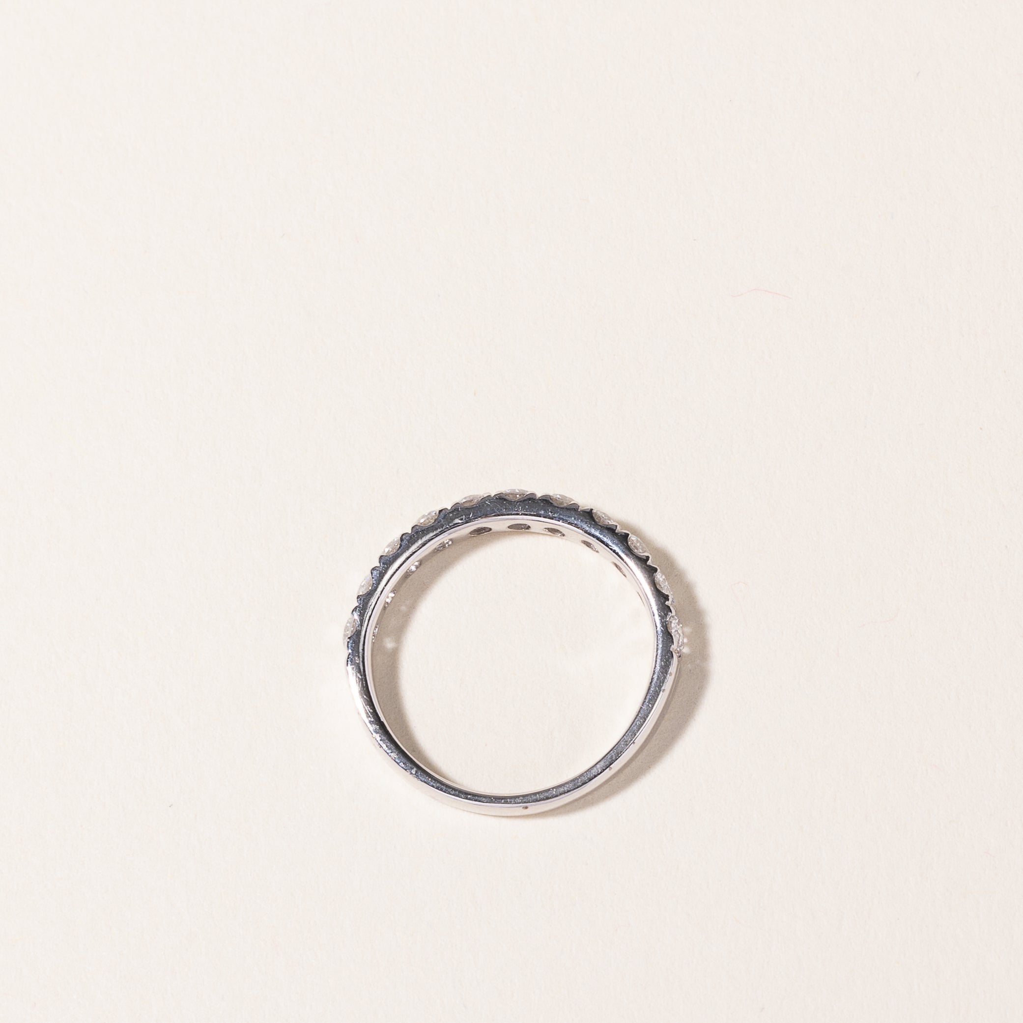 18K White Gold Semi Eternity Diamond Wedding Band Ring - 0.69ctw Total Weight - Size 5 - Perfect for Anniversary Gifts, Bridal Jewelry & Special Occasions