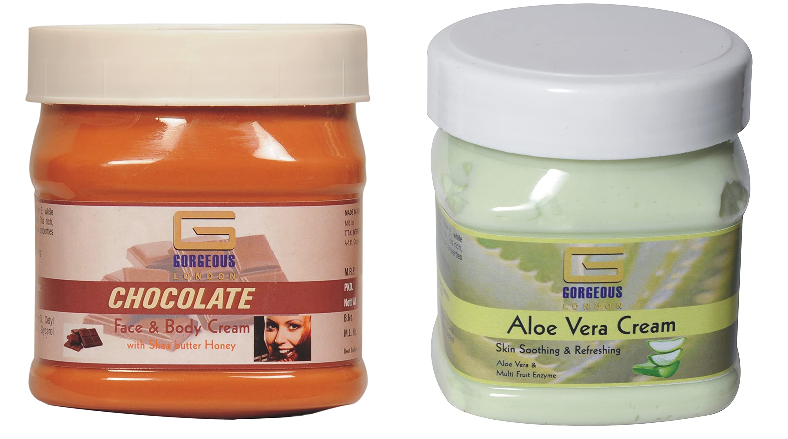 London Chocolate Cream & Aloe Vera Cream Combo (Pack of 2, 450g Each) - Luxurious Skincare Duo for Dry Skin & Sunburn Relief