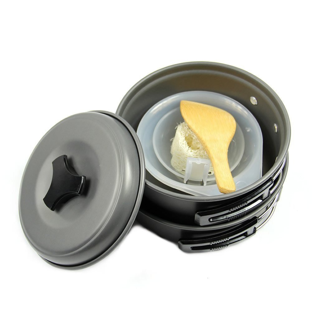 **Lightweight Camping Cookware Set - Portable Backpacking Mess Kit with Pots & Pans for Outdoor Picnics, Hiking & Survival Adventures**