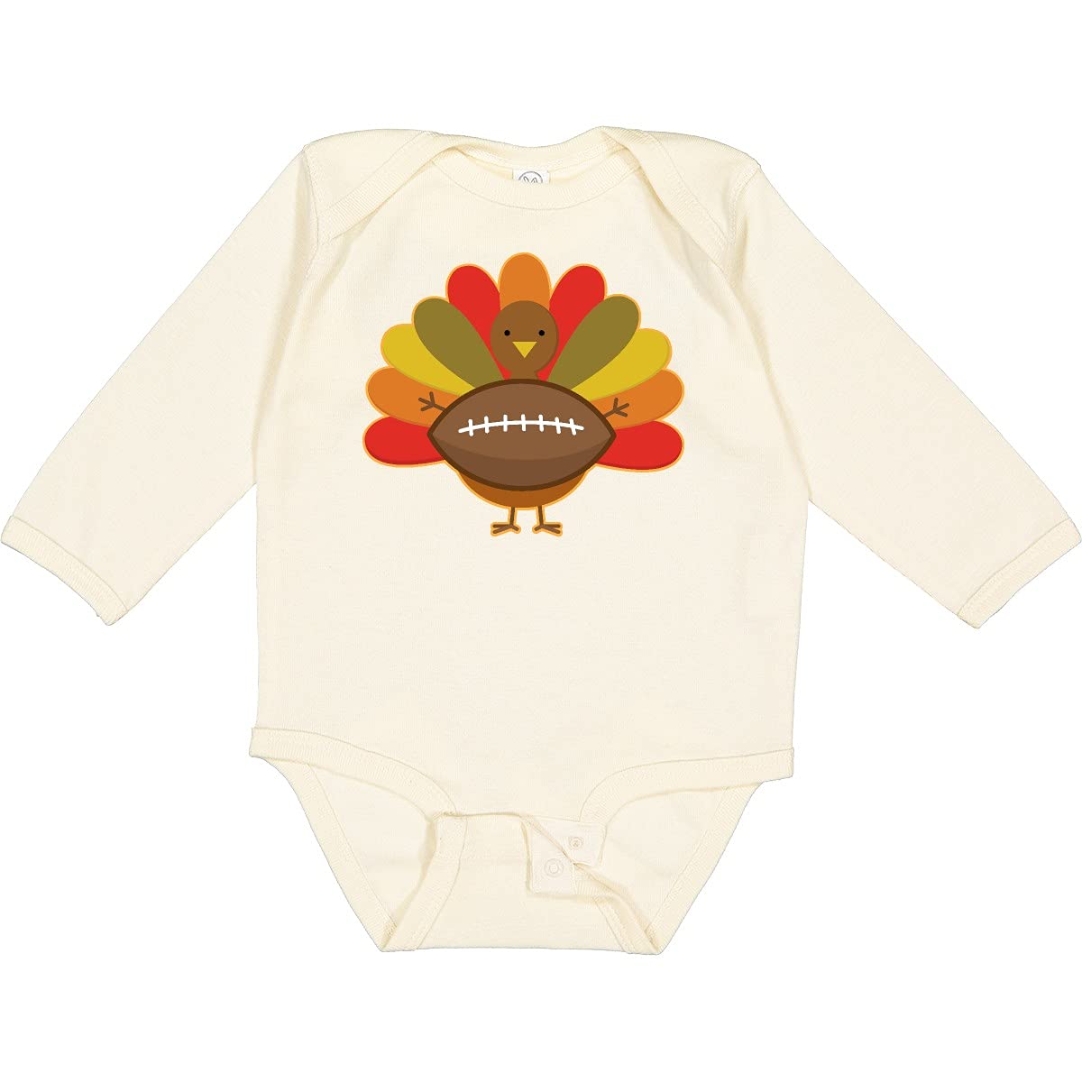 Inktastic Thanksgiving Day Turkey Football Fan Long Sleeve Baby Bodysuit - Perfect for Holiday Family Photos & Football Game Days