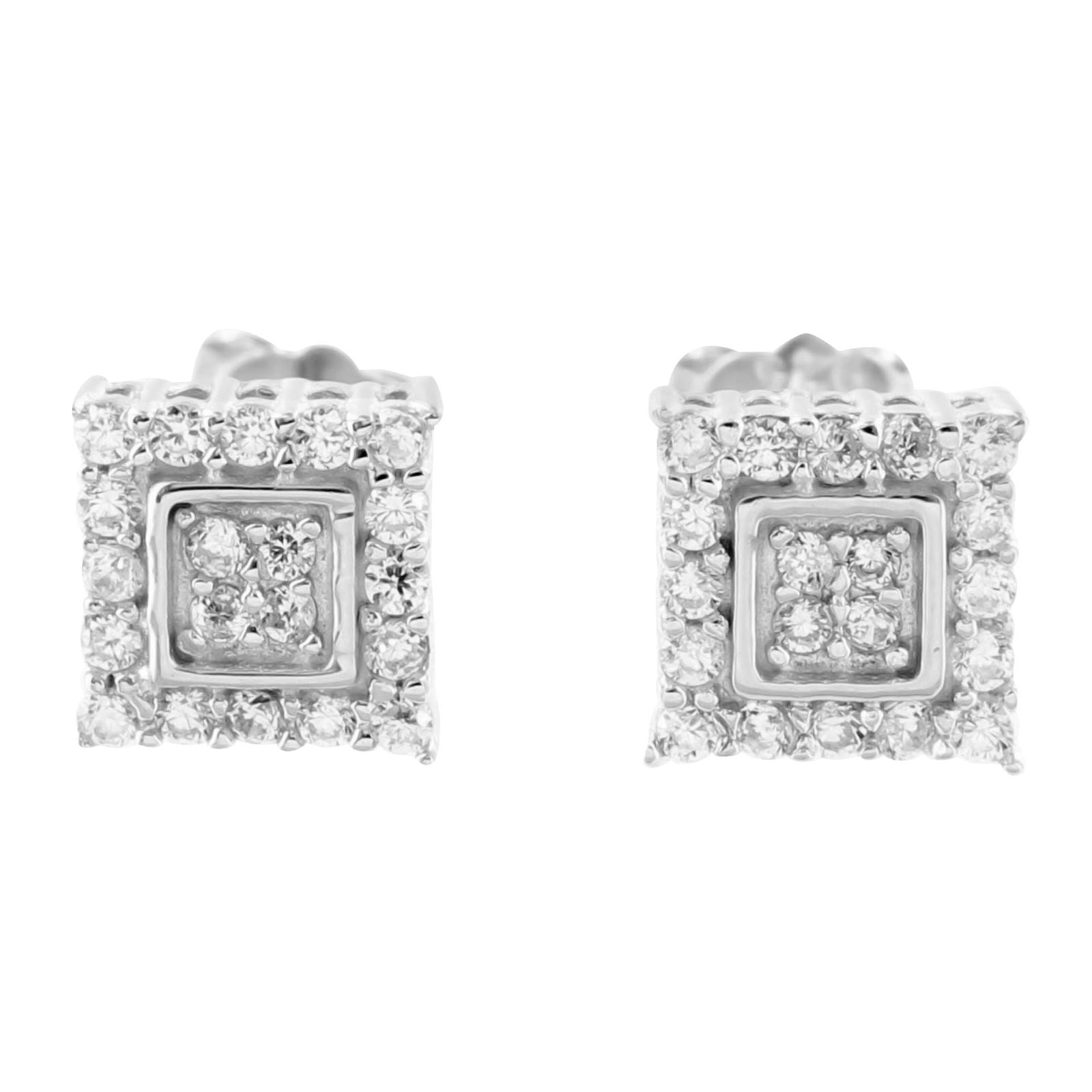 Lab Grown Diamond Square Stud Earrings for Women - Sterling Silver 925 Hypoallergenic - Perfect for Everyday Wear, Work & Special Occasions