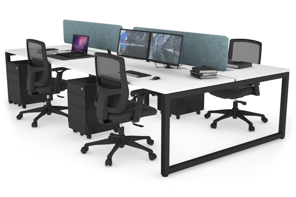 Quadro Loop Legs 4 Person Office Workstation - 1800L x 800W with Cable Management Scallop - Ideal for Collaborative Workspaces & Open Office Environments