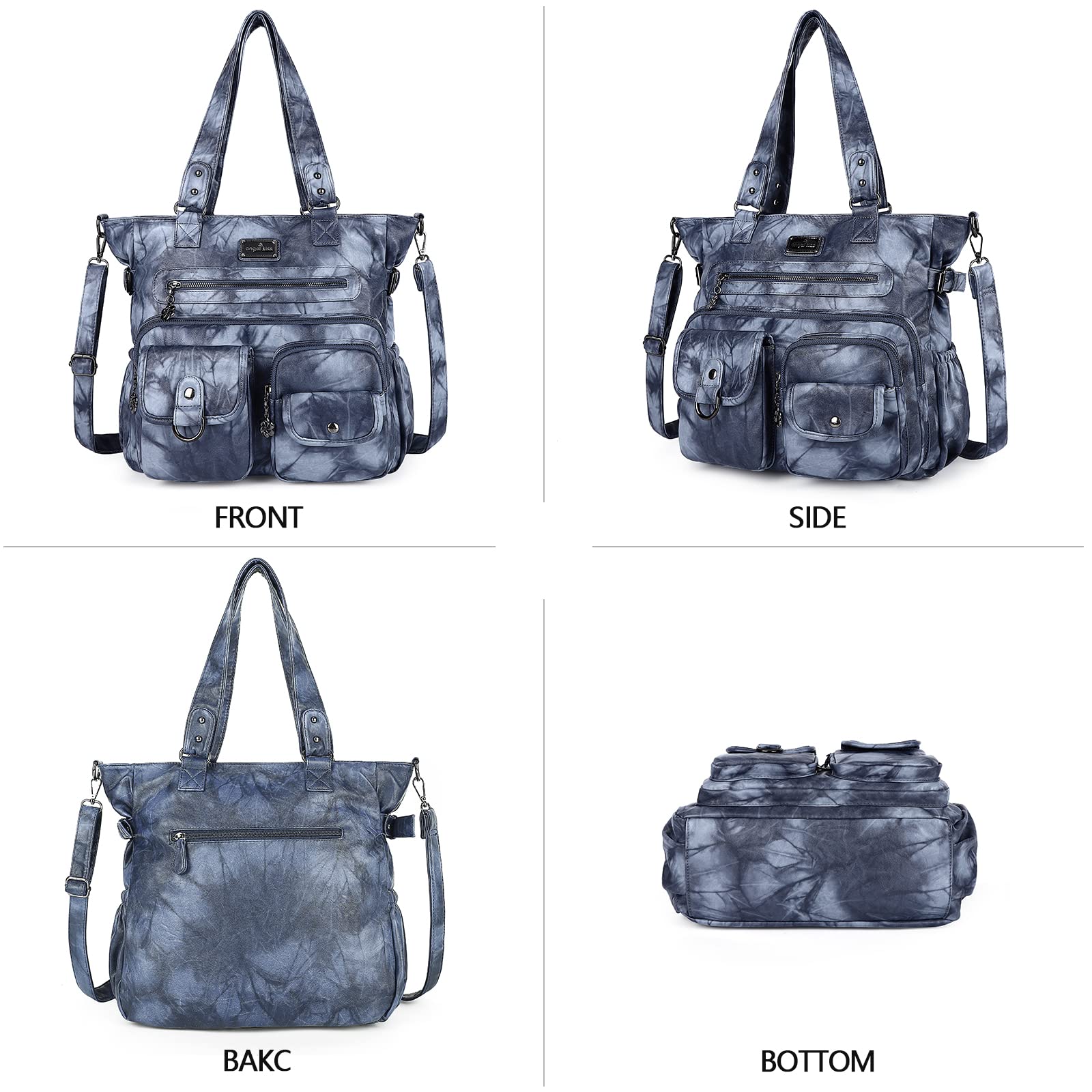 Angelkiss Women's PU Tote Shoulder Bag with Pockets - Perfect for Work & Travel
