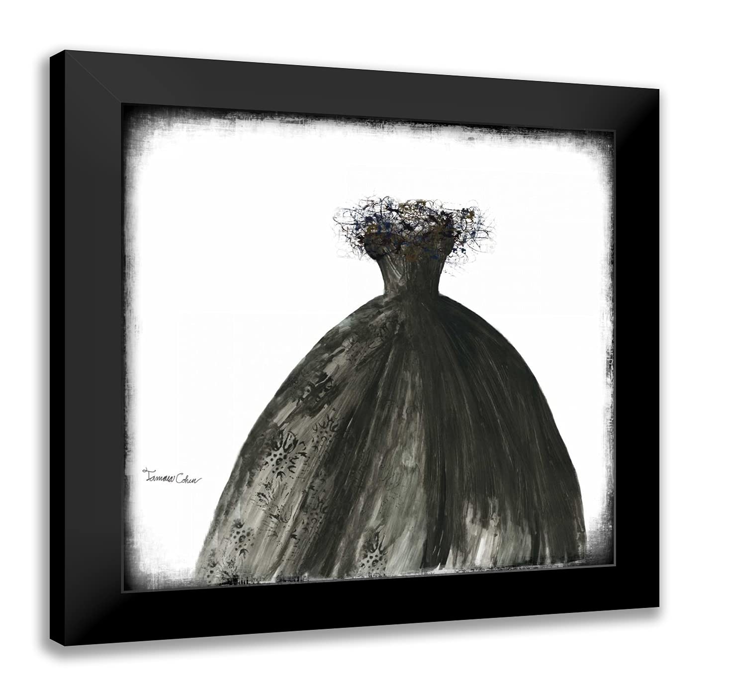 Tamara Cohen Black Dress I 20x20 Black Modern Framed Art Print - Contemporary Wall Decor for Living Room, Bedroom & Office