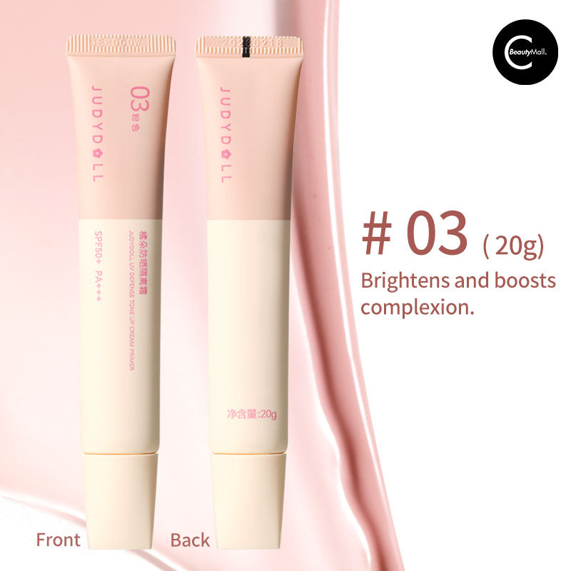 Judydoll SPF 50 Sunscreen & Primer Cream - Lightweight Daily Face Moisturizer with Broad Spectrum Protection for Makeup Base & Outdoor Activities