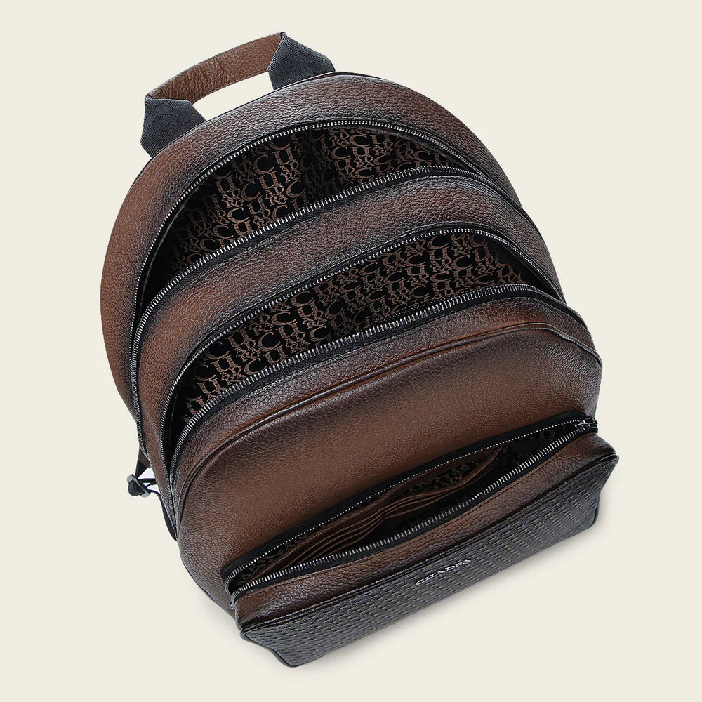 BOC29RS Genuine Cowhide Casual Backpack for Men & Women - Stylish Honey Leather Rucksack for Travel, Work & Daily Use