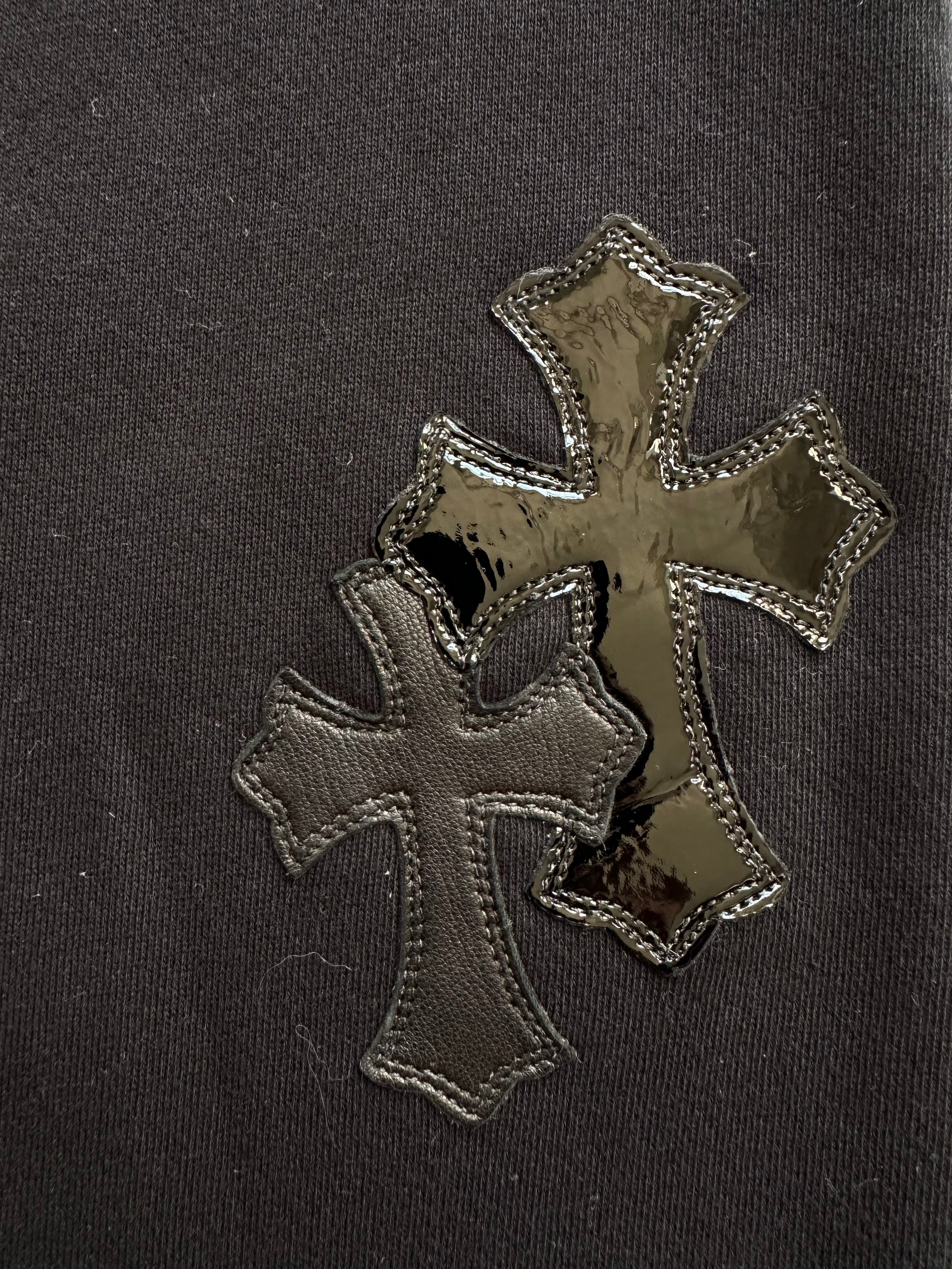 Chrome Hearts Black Cross Patch Sweatpants for Men & Women | Gothic Streetwear | Lounge & Gym Wear | Perfect for Casual Outfits and Hip Hop Fashion
