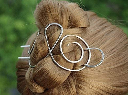 Silver Hair Barrette & Shawl Pin - Elegant Metal Hair Clips for Thick Hair, Hair Bun Holder, Women's Hair Jewelry Gift for Weddings, Parties & Everyday Wear