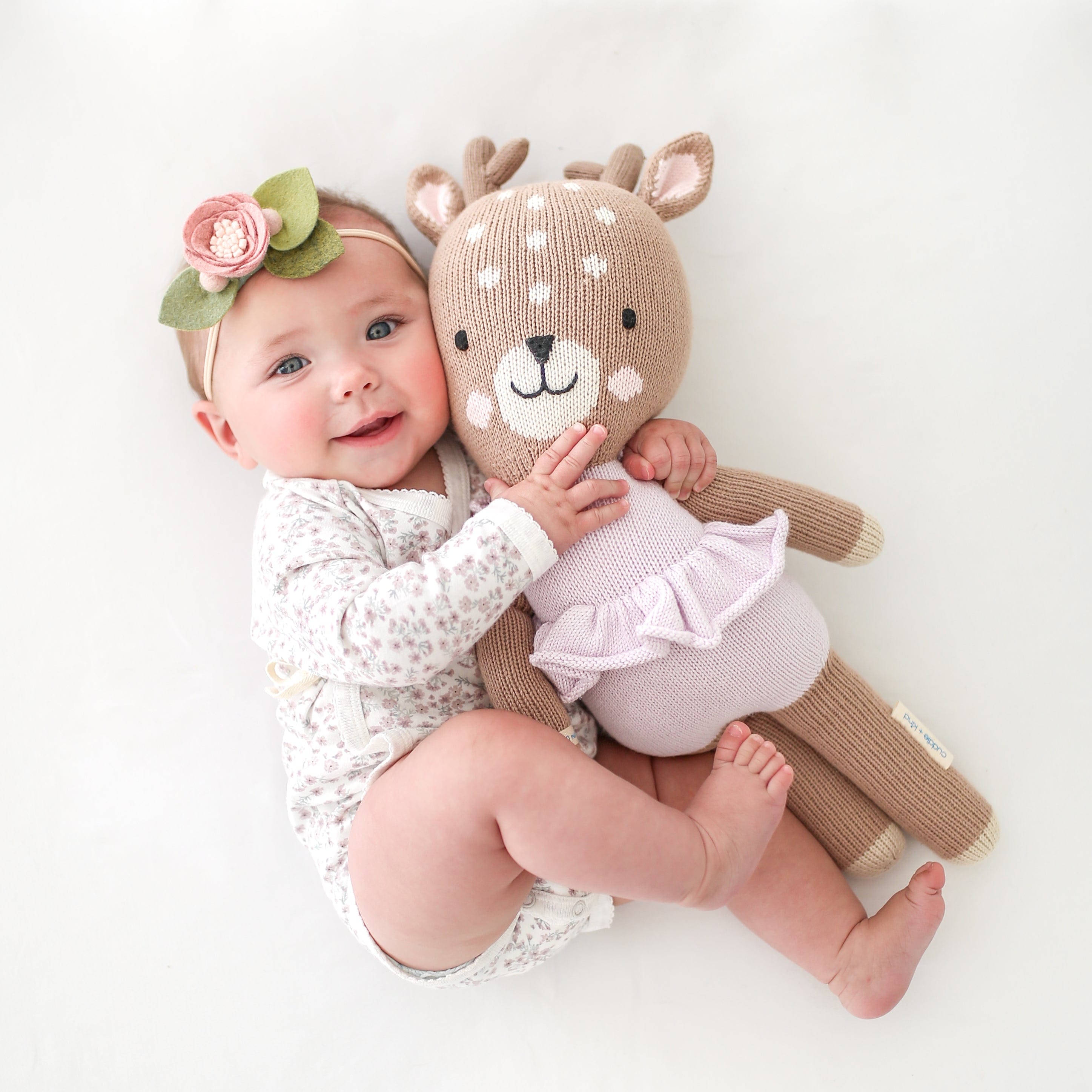 Cuddle+Kind Violet the Fawn Plush Stuffed Animal - Soft Huggable Deer Toy for Kids & Babies | Perfect for Nursery Decor, Gift Giving & Cuddle Time