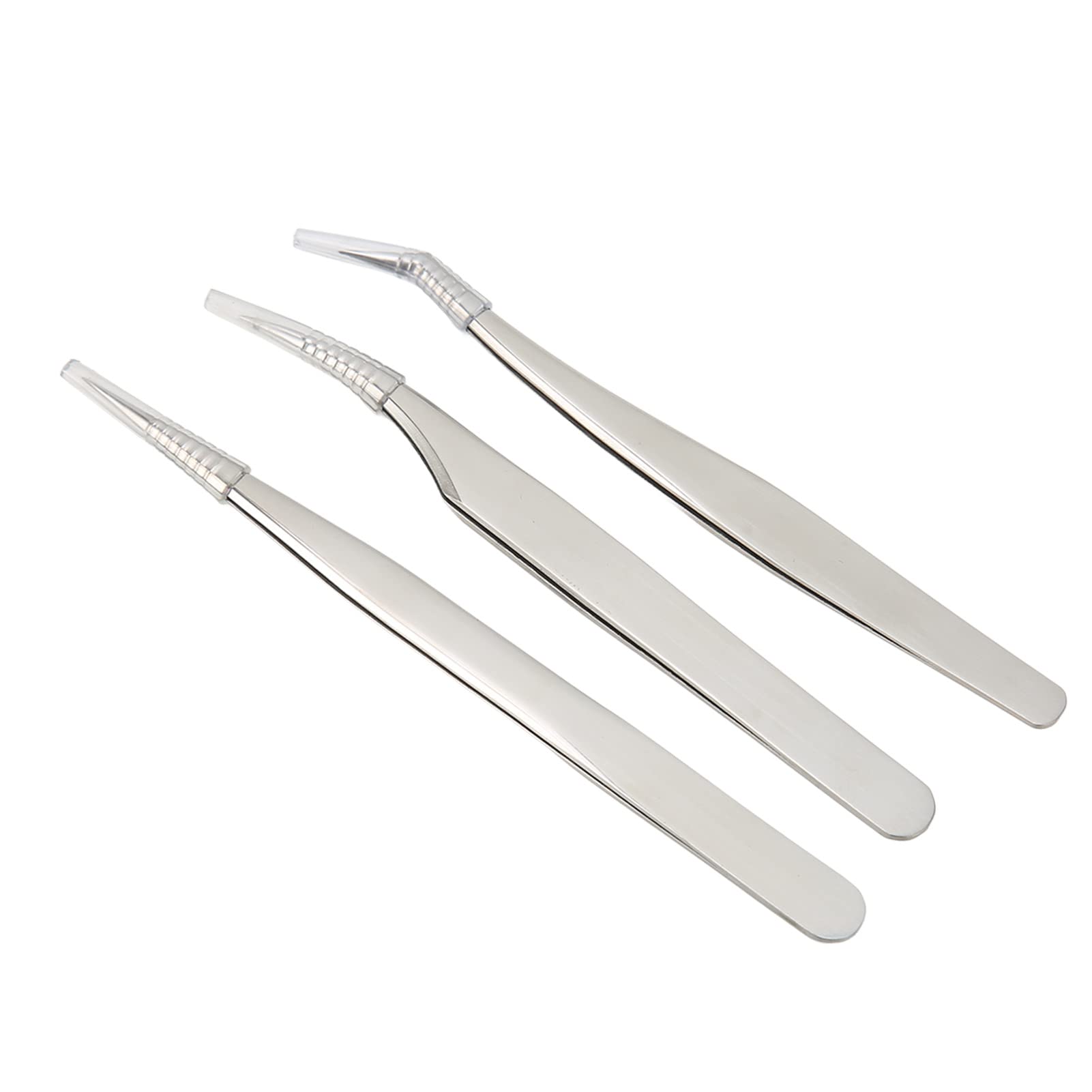 Professional Stainless Steel Eyelash & Blackhead Tweezers Set - 3Pcs for Precise Lash Extensions & Facial Care - Perfect for Home, Salon & Travel Beauty Kits