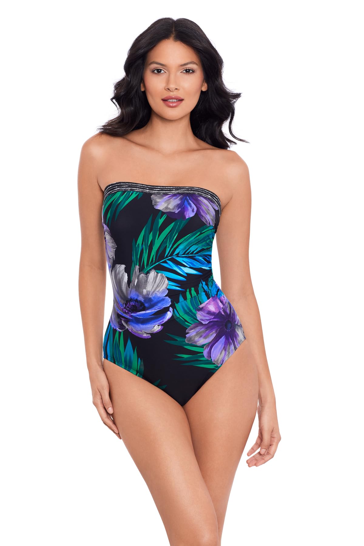 Miraclesuit Women's One Piece Swimsuit - Strapless Bandeau Avanti with Tummy Control & Underwire Support | Perfect for Pool, Beach, Vacation & Water Aerobics