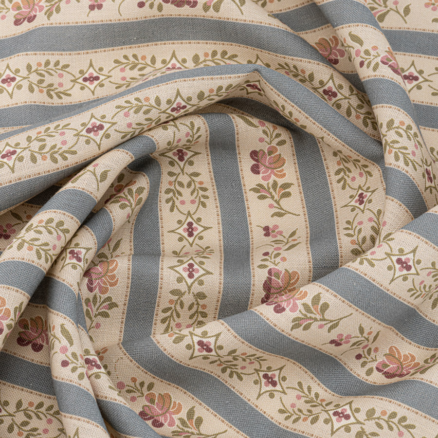 Beauclerc Stripe Wide Linen Fabric - Premium Wedgewood Blue & White Samples for Upholstery, Curtains & Home Decor | Perfect for DIY Projects, Fashion Design & Interior Styling