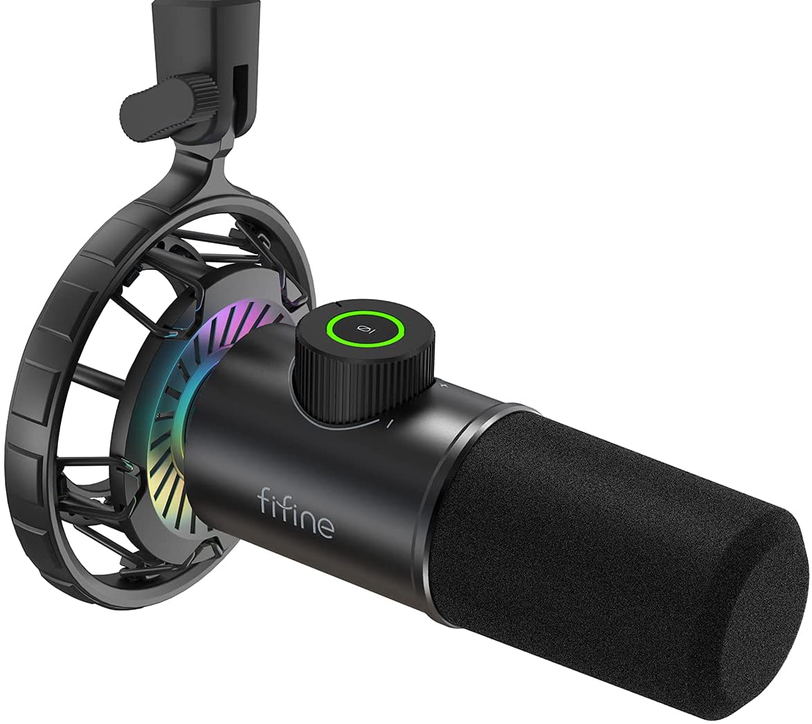 FIFINE K658 USB RGB Gaming Microphone with Cardioid Pickup, Live Monitoring & Mute Button - Perfect for Streaming, Podcasting, Gaming & Karaoke (PC/PS4/PS5/Mac)