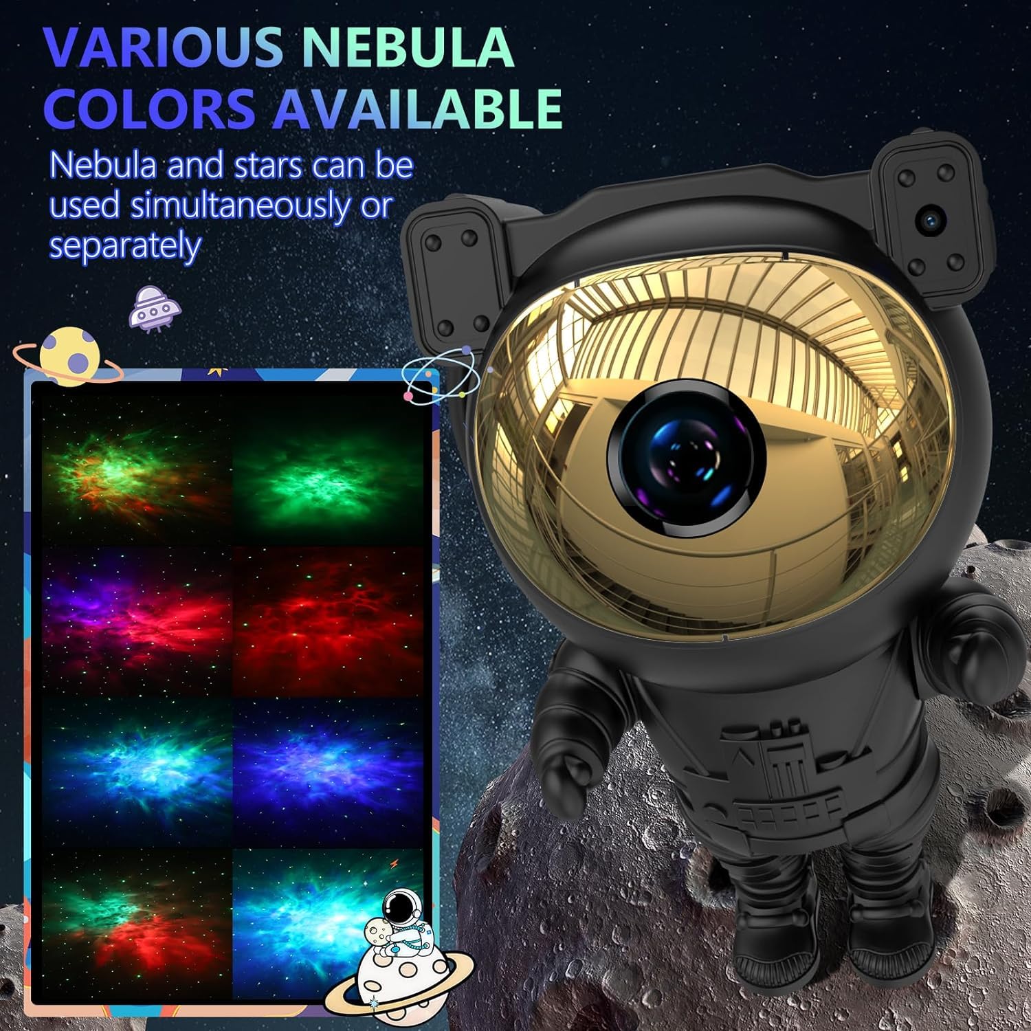 Astronaut Galaxy Projector with Timer & Remote Control - 360° Rotatable Star Night Light for Kids & Adults | Perfect for Bedrooms, Gaming Rooms, Parties & Home Decor | Creates Relaxing Ambience for Sleep, Meditation & Entertainment