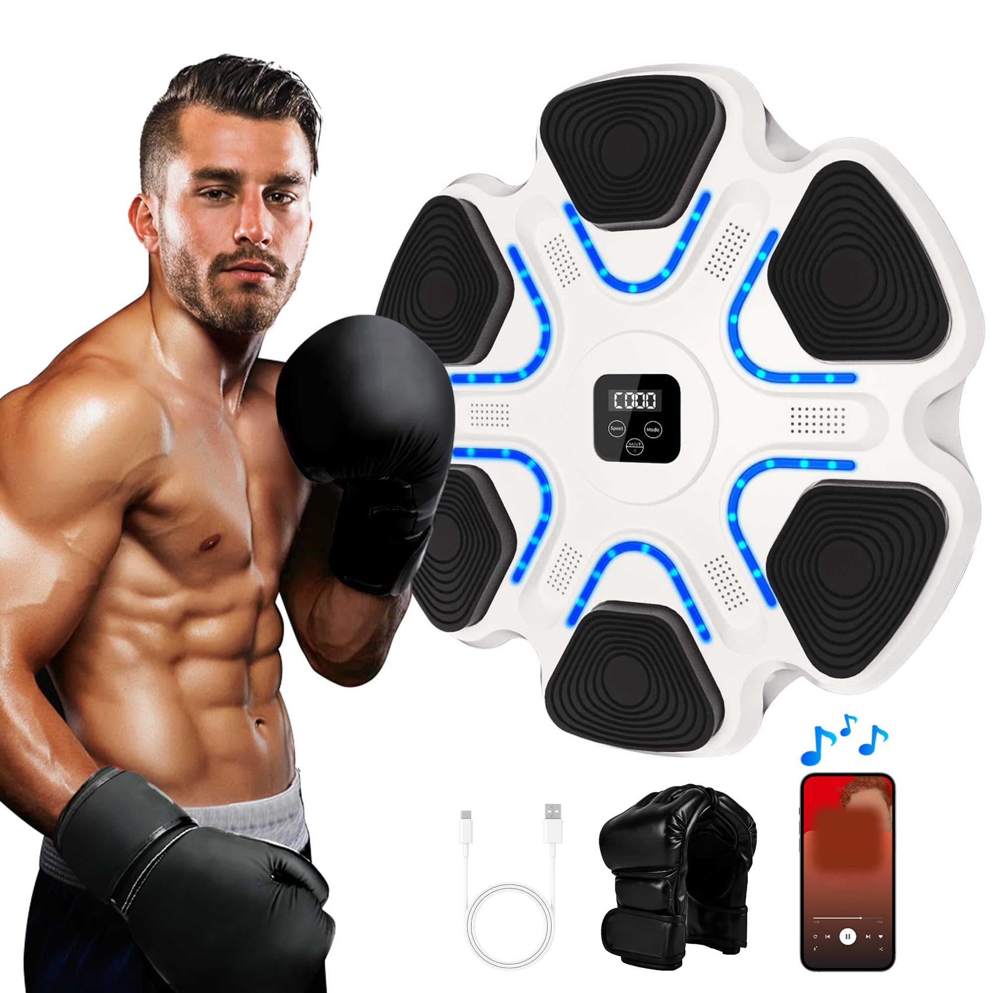 FICTOR Bluetooth Music Boxing Machine with Gloves - 15