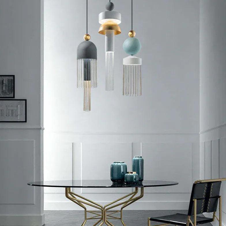 Modern Tassel-Shaped Metal Pendant Light for Dining Room - Elegant Ceiling Lighting Fixture for Kitchen Island, Breakfast Nook & Home Decor