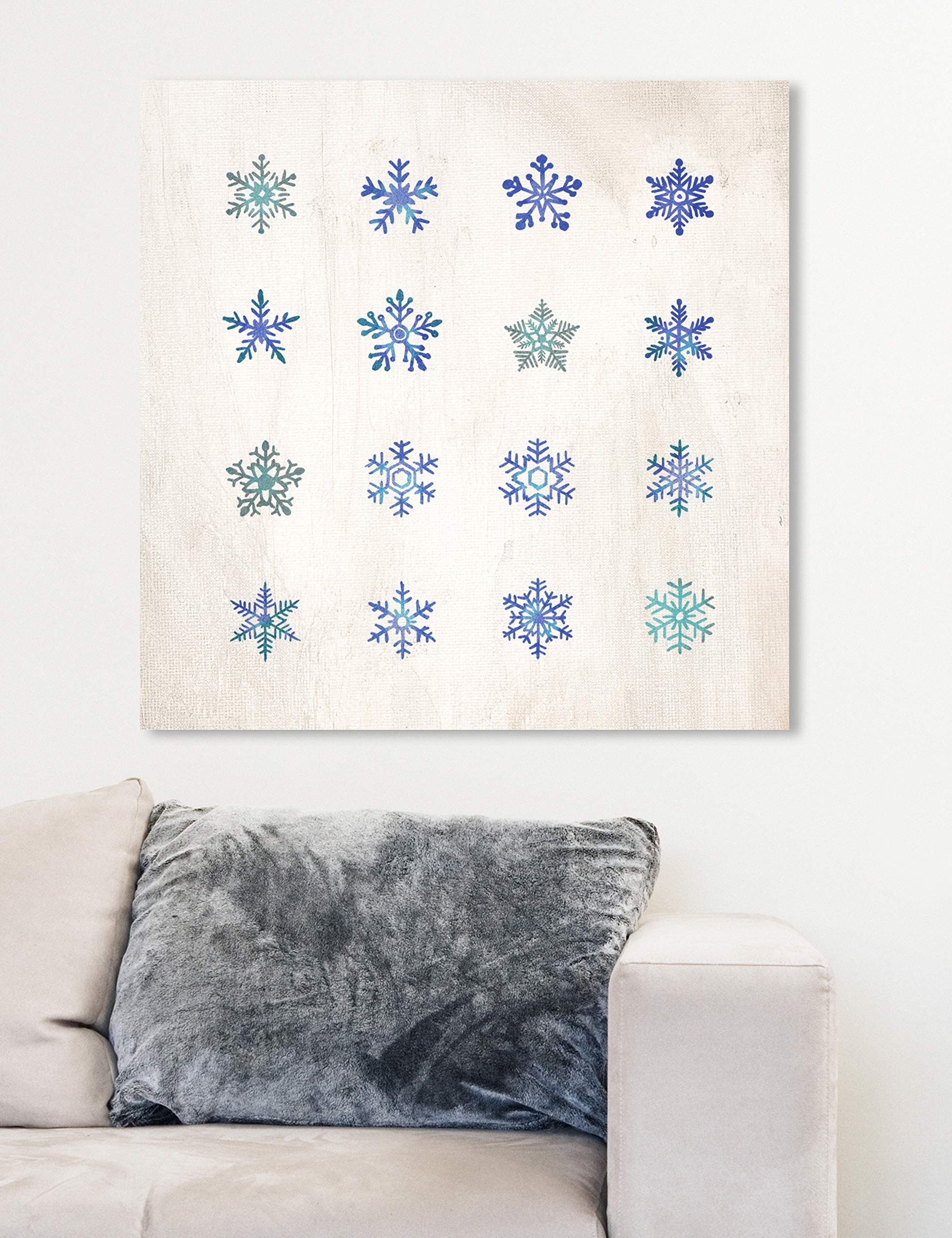 Oliver Gal Artist Co. 'Snowflakes' Holiday Wall Art Canvas Print - 12x12 Inch Blue & White Winter Home Decor - Perfect for Living Room, Bedroom & Christmas Decoration