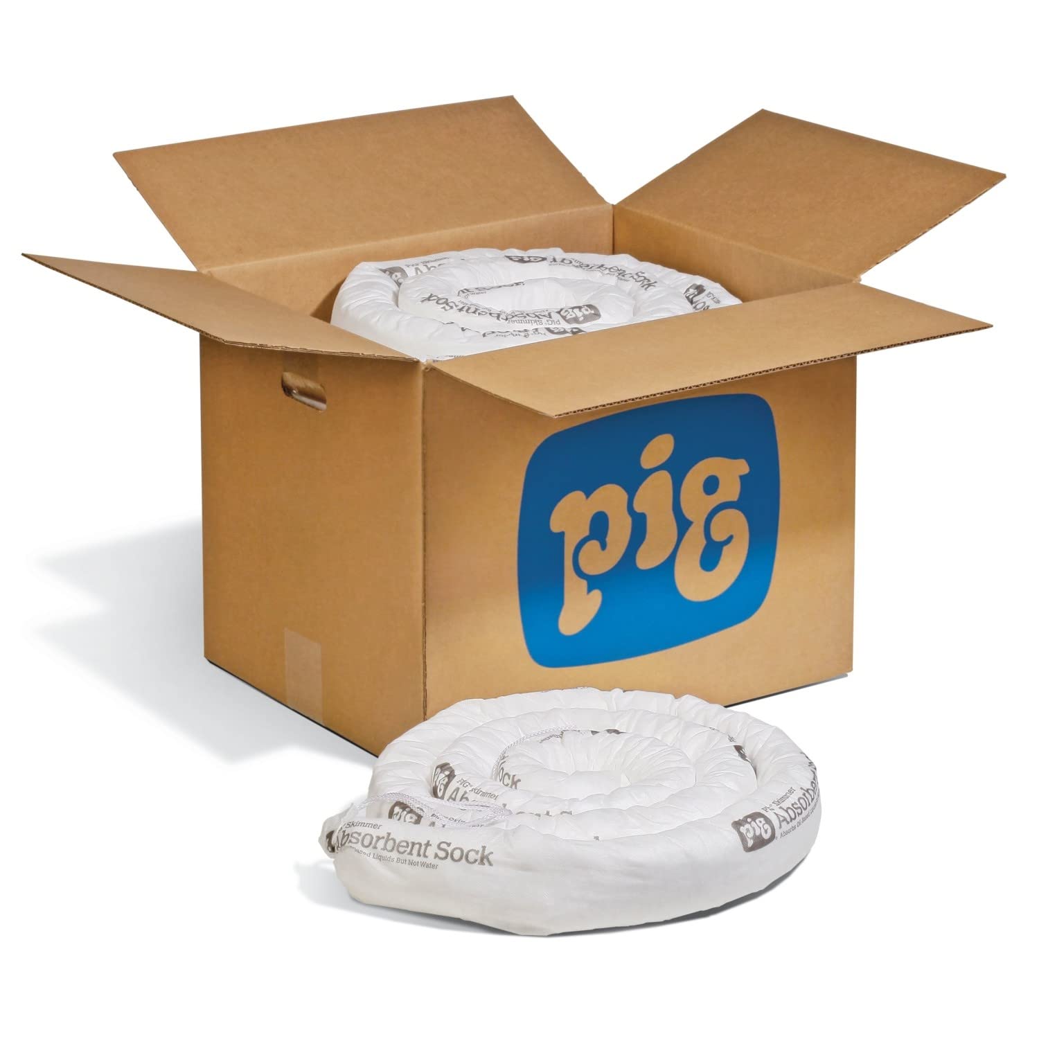 Oil Absorbent Socks for Spill Cleanup - New Pig Skimmer Oil-Only Absorbent Socks (6-Pack) | 2.5 Gallon Capacity | 3