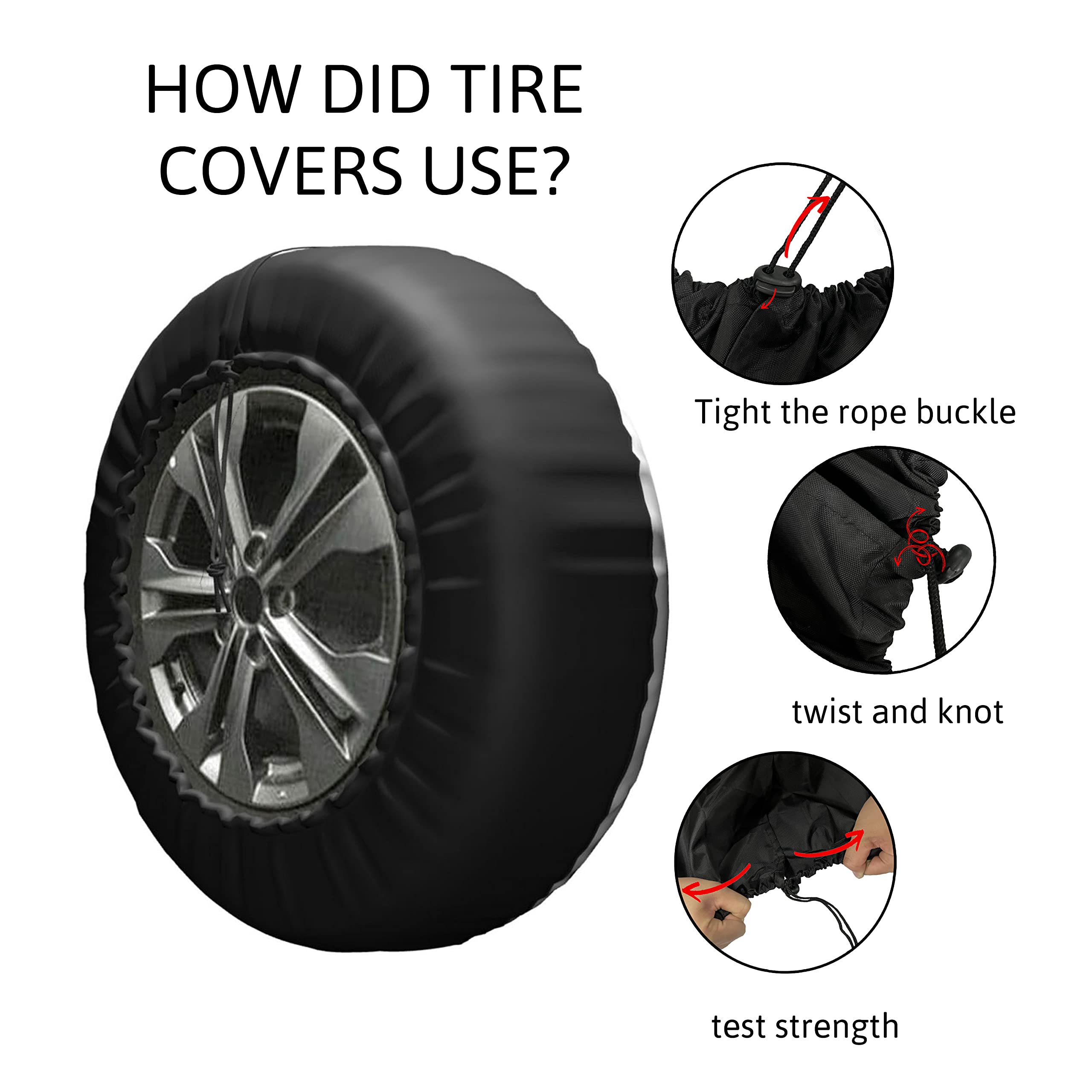 Universal Weatherproof Spare Tire Cover - Fits 15