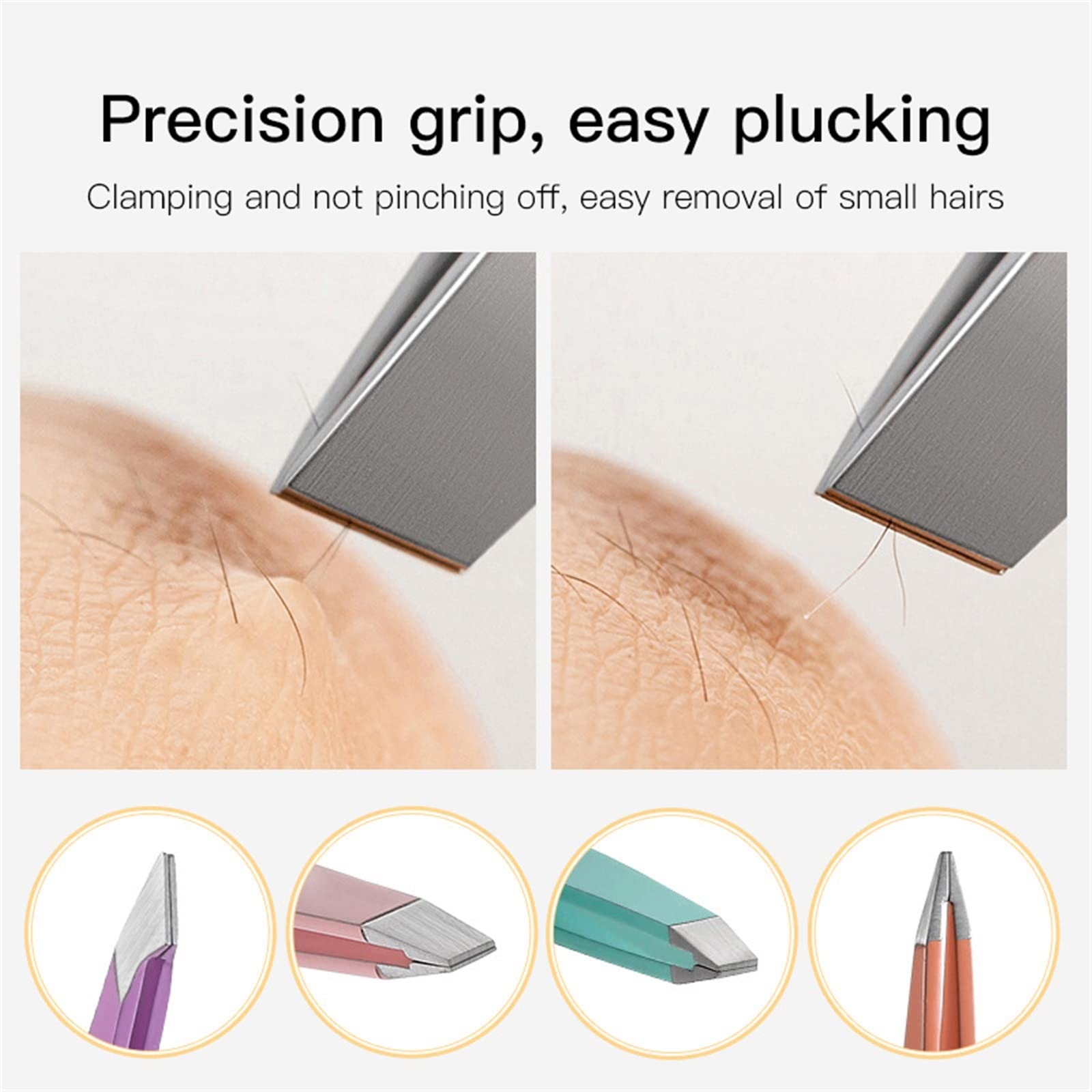 Premium Stainless Steel Slanted Eyebrow Tweezers for Hair Removal - Fine Point Precision for Eyebrows, Facial & Body Hair - Beauty Makeup Tools & Accessories (02) - Perfect for Home, Salon & Travel Use