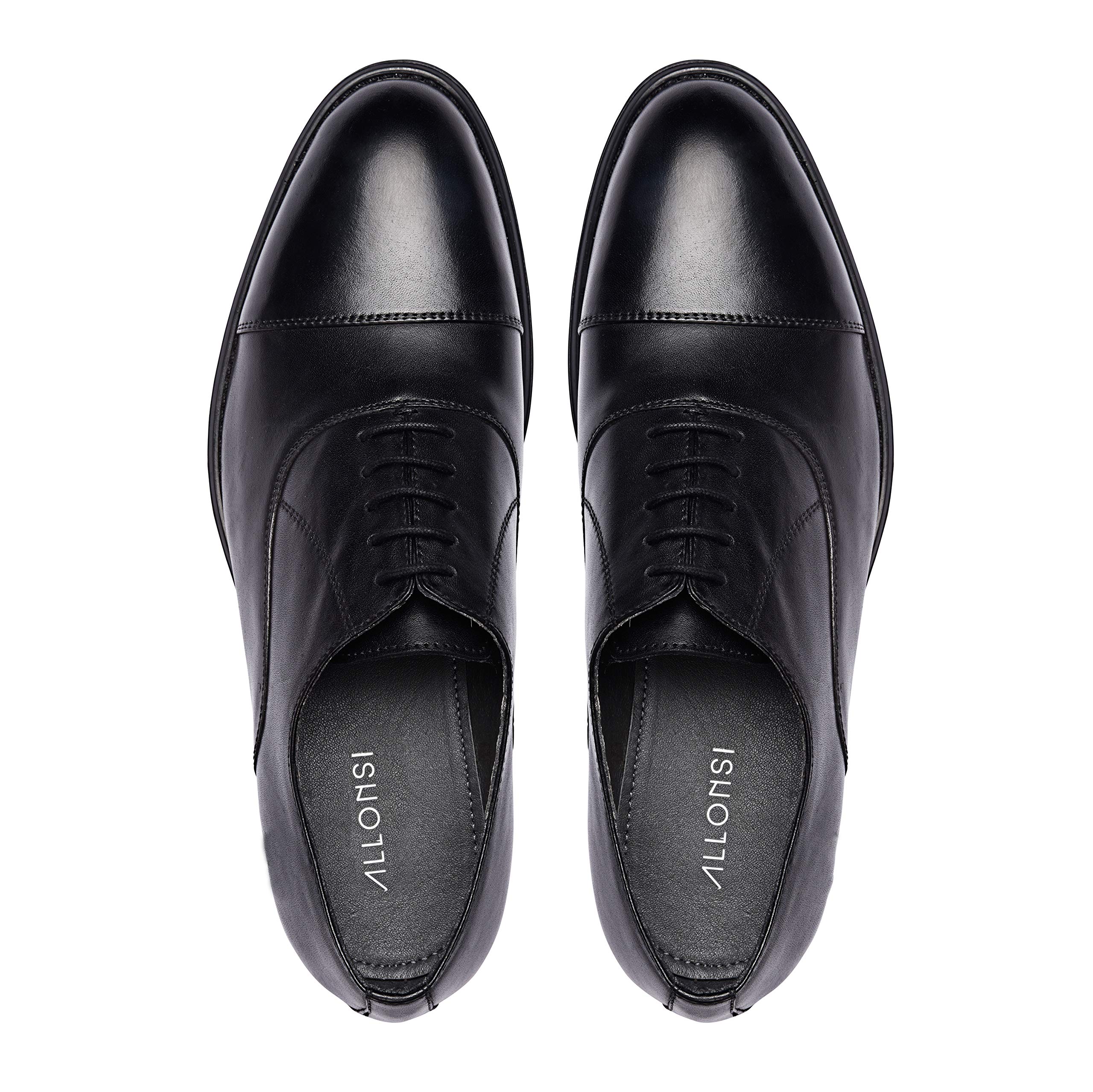 Genuine Leather Dress Shoes for Men | Formal Cap Toe Oxford Shoes with Rubber Sole | Handcrafted Classic Lace Up Shoes | Perfect for Weddings, Business Meetings & Special Occasions