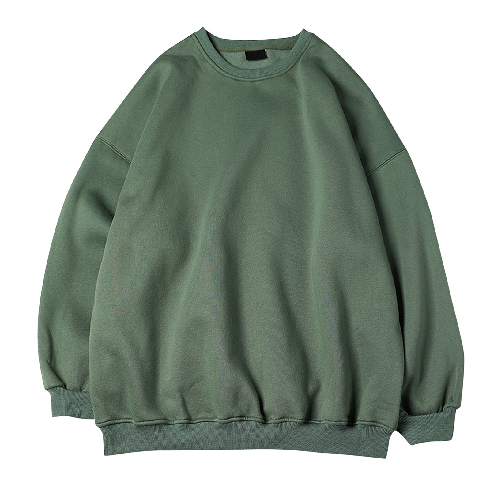Men's Casual Solid Color Drop Shoulder Hoodie - Gray Round Neck Sweatshirt for Everyday Wear & Street Style Fashion
