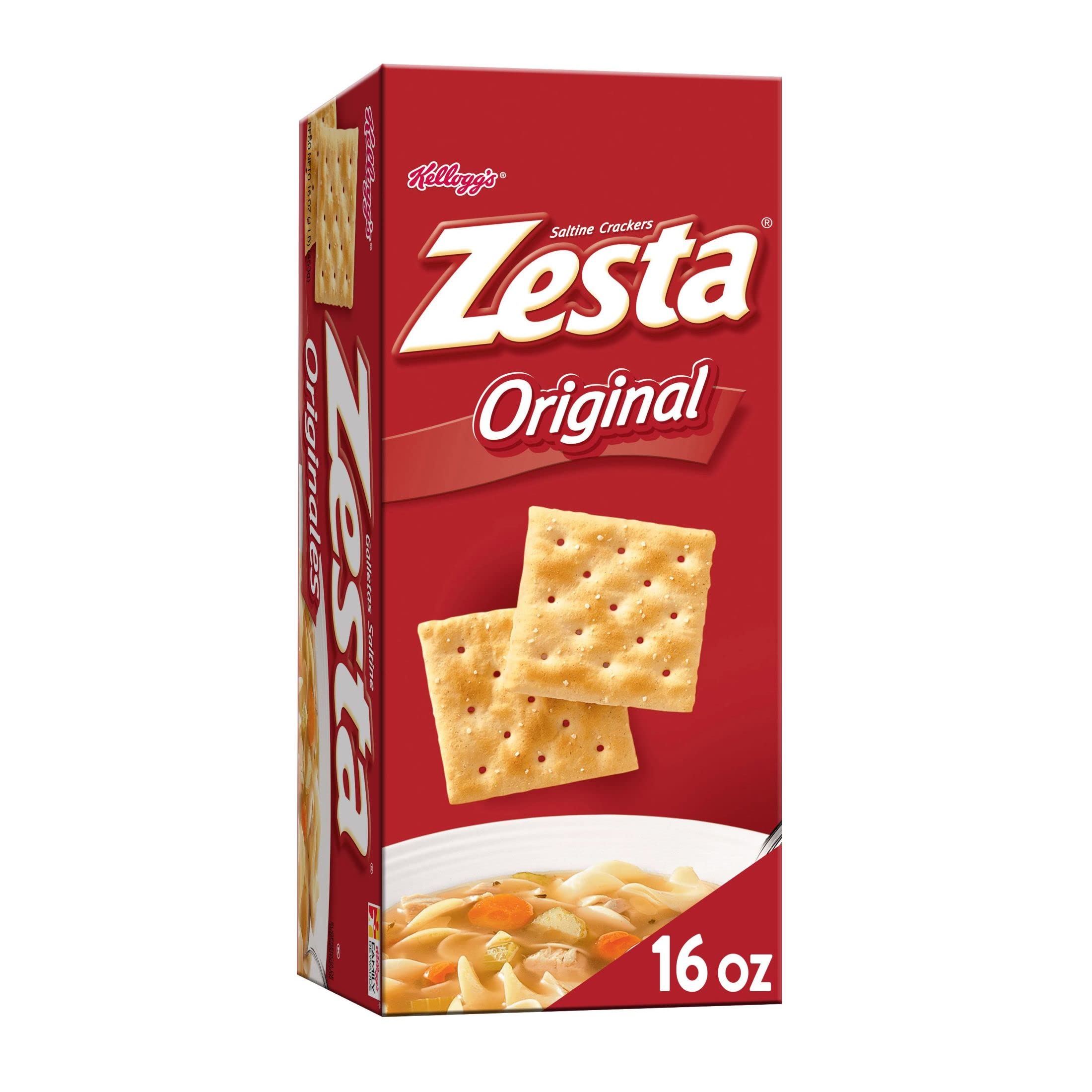 Zesta Original Saltine Crackers 16oz (1 Box) - Perfect for Soup, Lunch Snacks & Party Appetizers