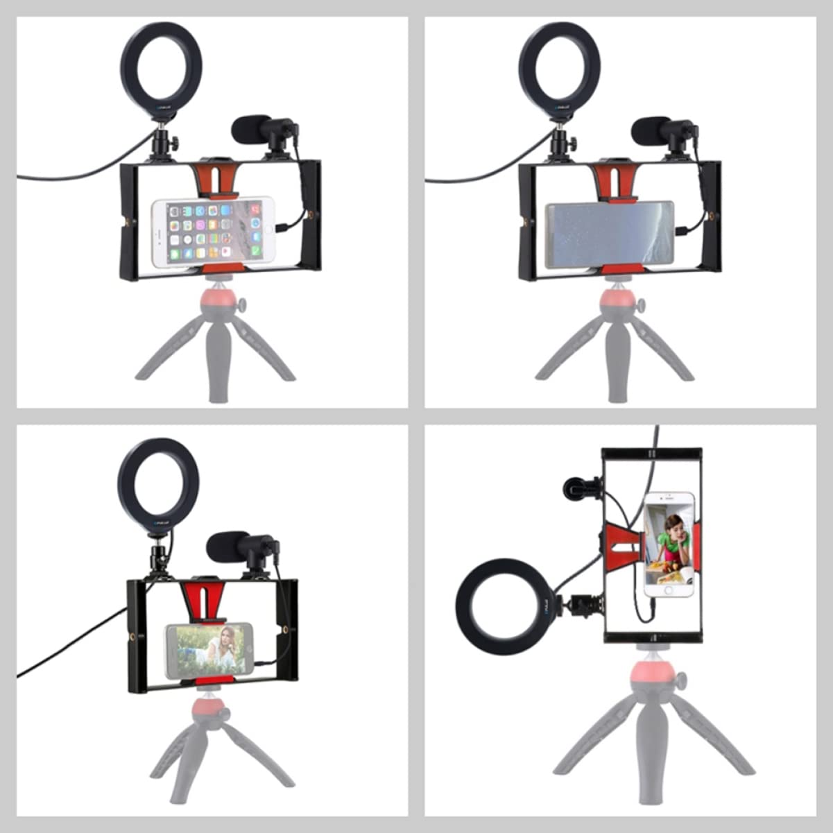 2 Pack Hemobllo Phone Stand & Tripod Kit with Ring Light - Portable Desktop Tripod Stand, Cell Phone Holder, Stabilizer for Live Streaming, Video Calls, Photography & Social Media Content Creation
