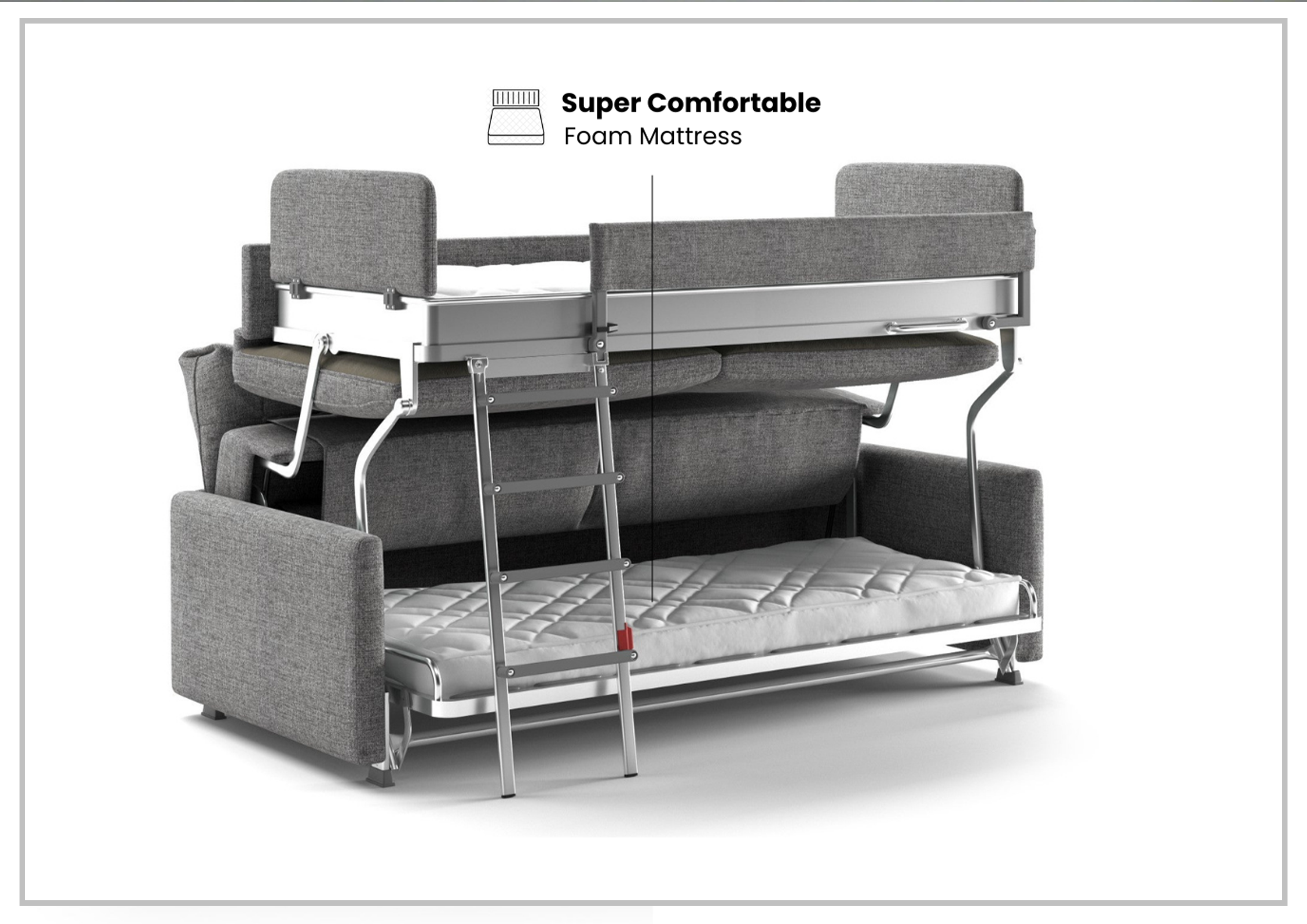 Luonto Fabric Bunk Bed Sleeper Sofa - Convertible Space-Saving Furniture for Small Apartments, Guest Rooms & Dorm Living