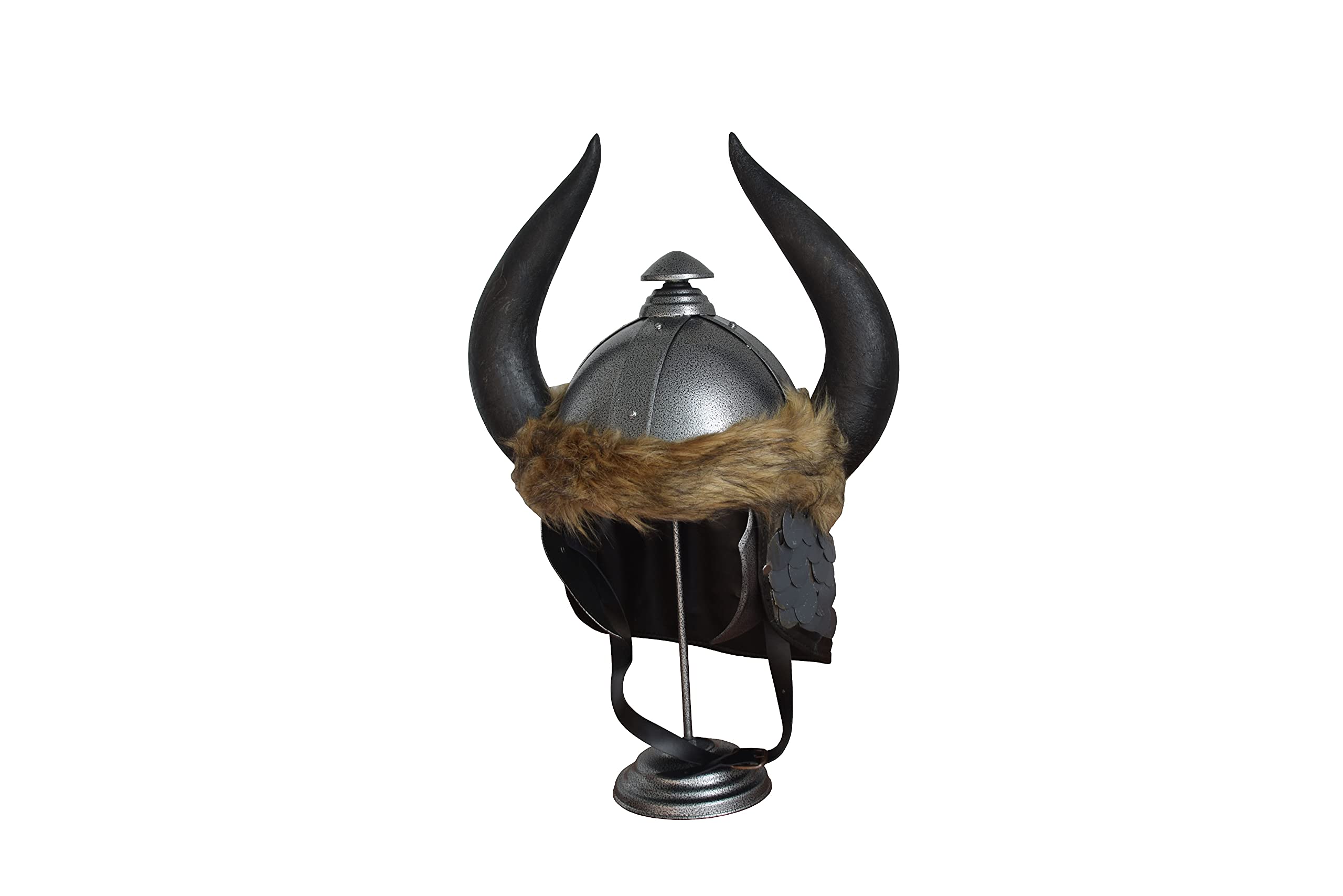 Conan The Barbarian Helmet - Medieval Cosplay Helmet with Display Stand, Silver & Black Finish - Perfect for Halloween Costumes, LARP Events, and Collectors Display