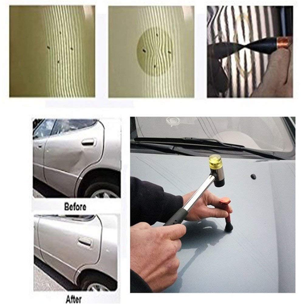 Professional Paintless Dent Repair Kit - 10-Piece Rubber Hammer & Tap Down Tools for Car, Refrigerator & Door Dent Removal | Hail Damage Repair | Auto Body & Home Appliance Dent Fixing Tools (Great for DIY Car Dent Repair & Household Surface Restoration)