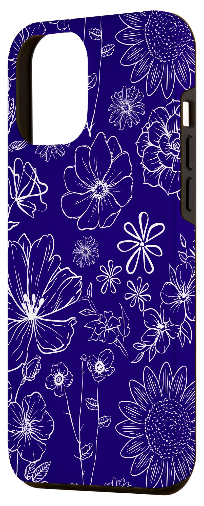 iPhone 12 Pro Max Case - Dark Blue Floral Design with White Wildflowers | Protective Phone Cover for Women & Men | Perfect for Everyday Use, Travel & Gift Giving