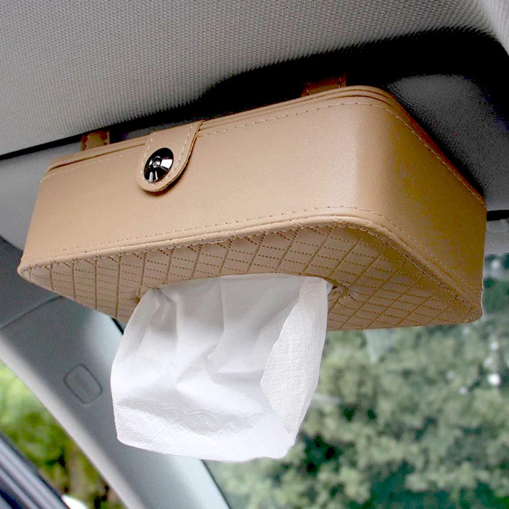 Car Tissue Box Holder - Vehicle Paper Tissue Dispenser Cover with Non-Slip Base | Perfect for Car, SUV, Truck & Office Use