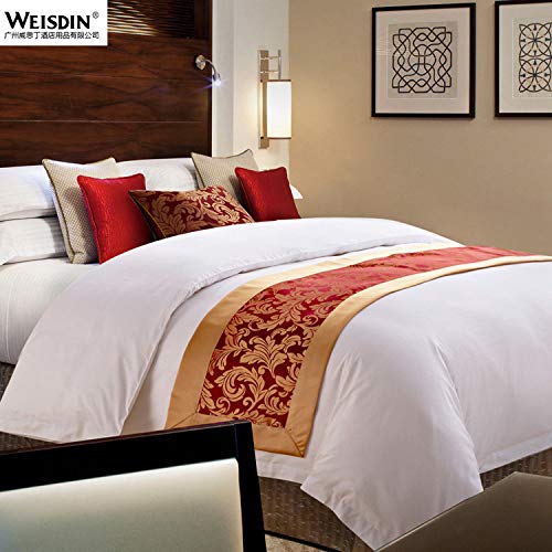 Luxury Jacquard Bed Runner - 70.8 Inch Hotel Style Bedding Flag for Queen/King Beds (Red, 50x240cm) - Perfect for Home Decor, Weddings & Upscale Hotels