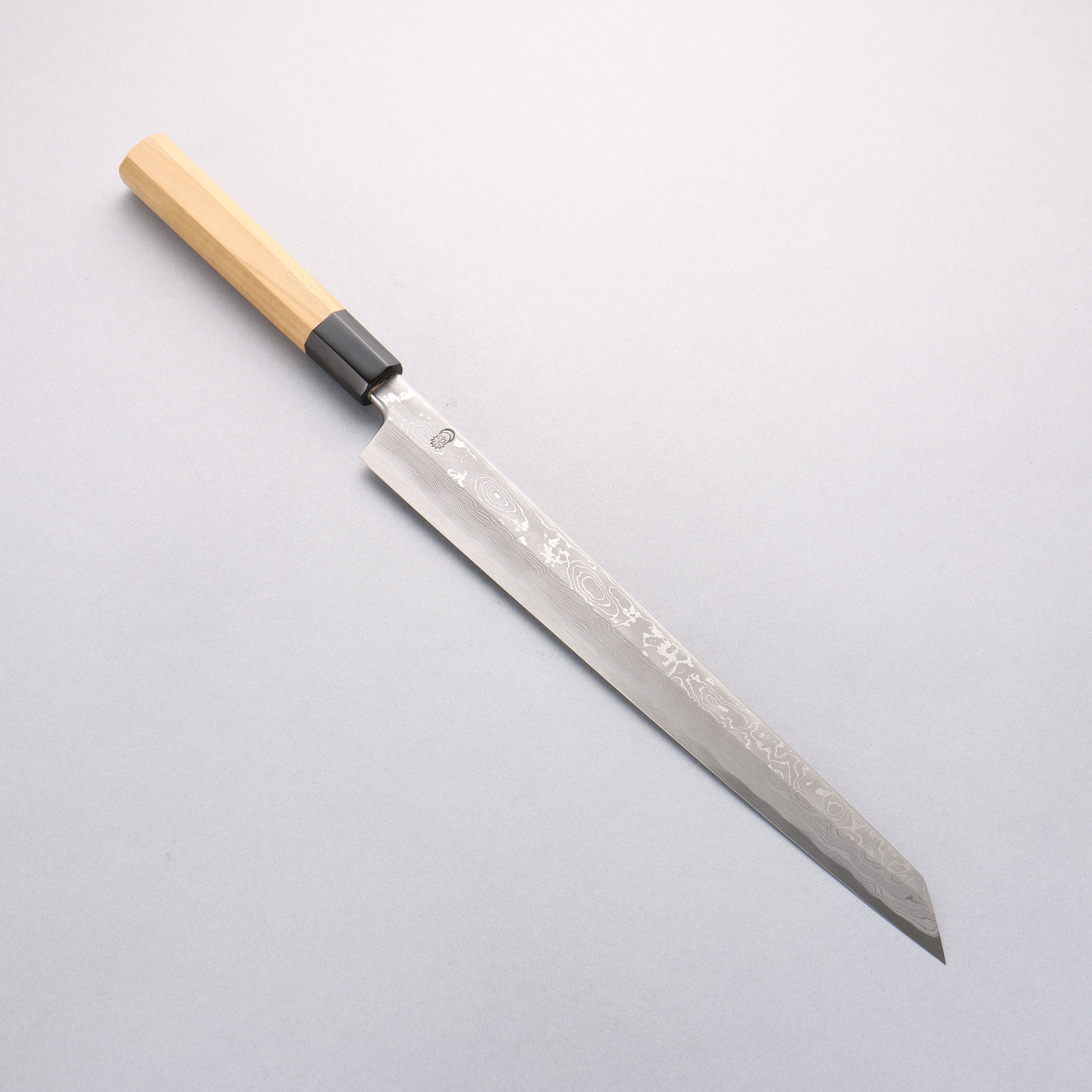 Premium Kikuzuki Blue Steel No.1 Damascus Kiritsuke Yanagiba Knife 300mm - Magnolia Wood Handle - Japanese Sushi & Sashimi Chef Knife for Professional Kitchen & Home Cooking