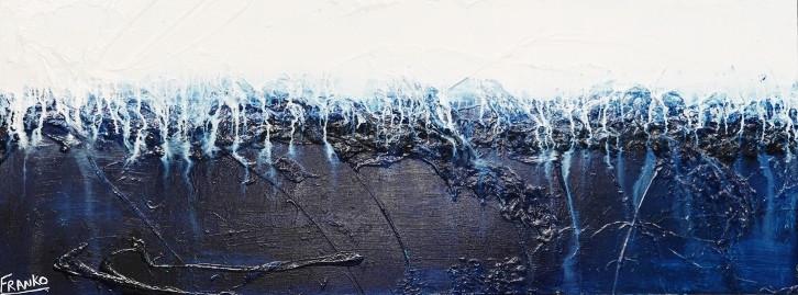 Navy Blue Abstract Painting 63 x 24 Inches - Large Modern Wall Art for Living Room, Bedroom & Office Decor