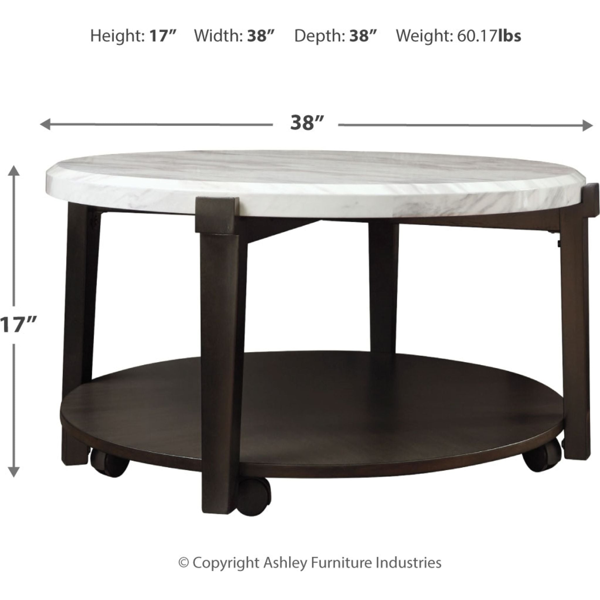 Ashfair Modern Coffee Table - Dark Brown & White Finish - Perfect for Living Room, Lounge, or Office Decor