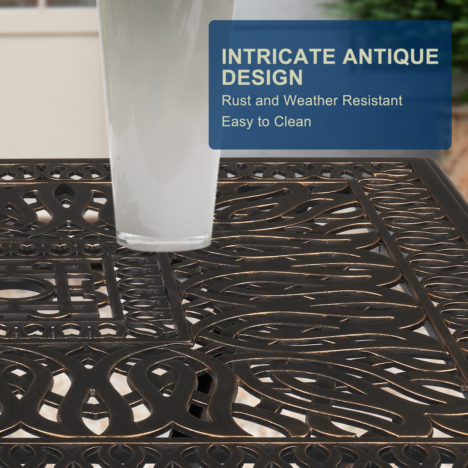 Premium Outdoor Dining Table - Heavy Duty Cast Aluminum Patio Bistro Table for Backyard, Lawn, Balcony & Poolside (90x90x75cm Square) - Perfect for Garden Parties, BBQ Gatherings & Outdoor Entertaining