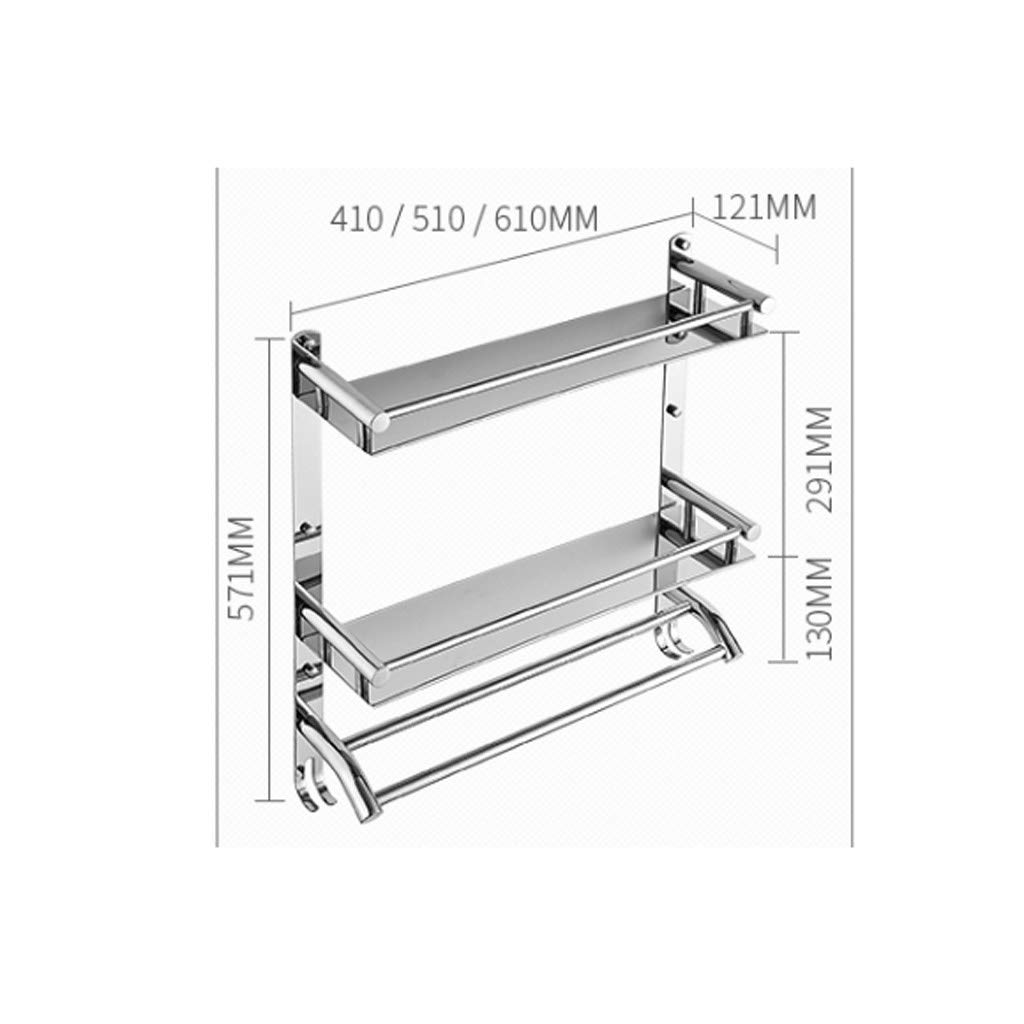 Modern Stainless Steel Bathroom Shelf - Wall Mounted Multi-Layer Storage for Bath Essentials (41cm)