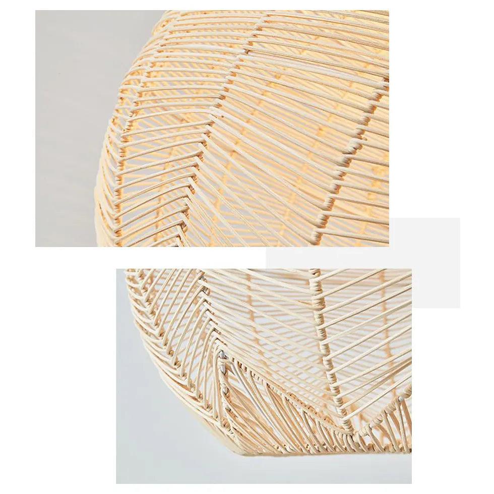 Handwoven Rattan Sphere Pendant Light - Natural Boho Ceiling Fixture for Living Room, Bedroom, or Dining Area