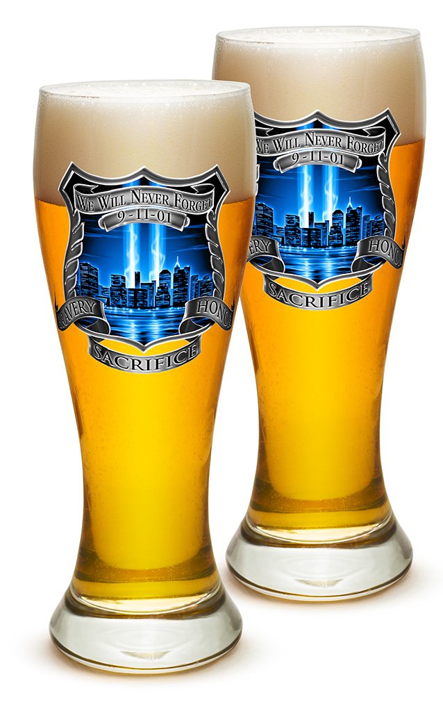 Erazor Bits Pilsner Beer Glasses - Police Officer Gift Set for Men & Women - 12-Piece Law Enforcement Tribute Barware (23 Oz) - Perfect for Police Appreciation Events, Retirement Parties & Backyard BBQs