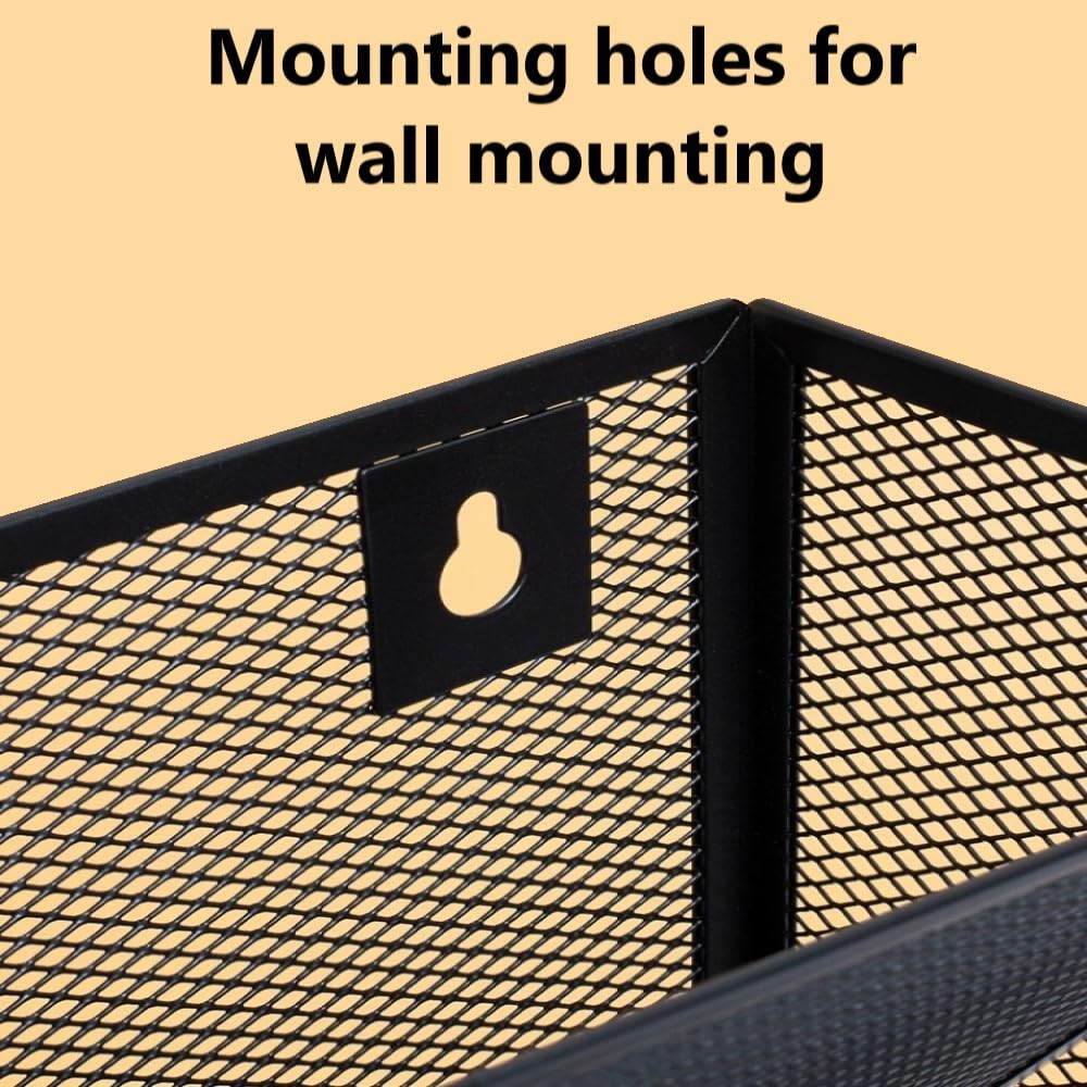 Kuntine.B 6-Tier Wall Mount File Organizer - Space Saving Hanging File Holder for Office, Home & Cubicle - Perfect for Documents, Mail & Office Supplies (Black)