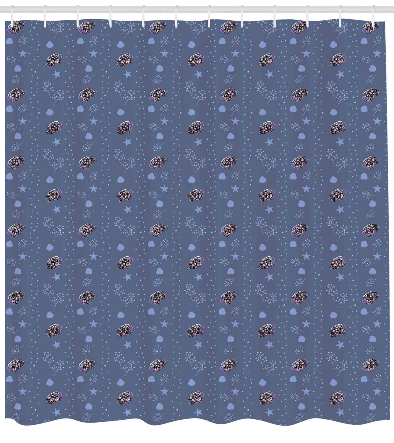 Ambesonne Nautical Blue Shower Curtain - Waterproof Fabric Bathroom Decor with Underwater Theme, Abstract Fish, Bubbles, Shells & Starfish - 69x70 Inches - Violet Blue Brown - Perfect for Beach House, Coastal Bathroom or Ocean-Themed Decor