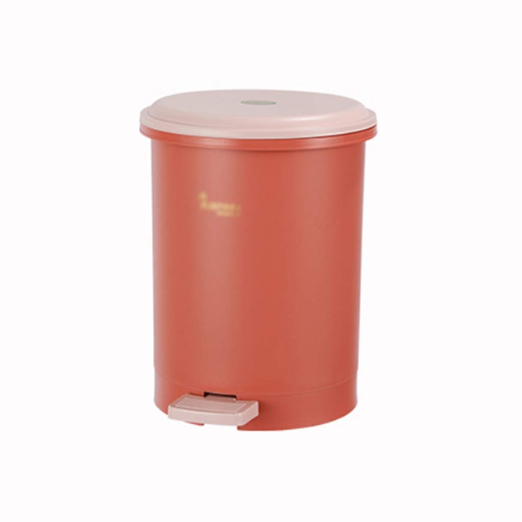 Soft Close Round Trash Can with Lid & Removable Inner Basket - Foot Pedal Bathroom & Bedroom Waste Bin for Home, Office, Kitchen (Orange) - Perfect for Bathrooms, Bedrooms, Kitchens & Offices