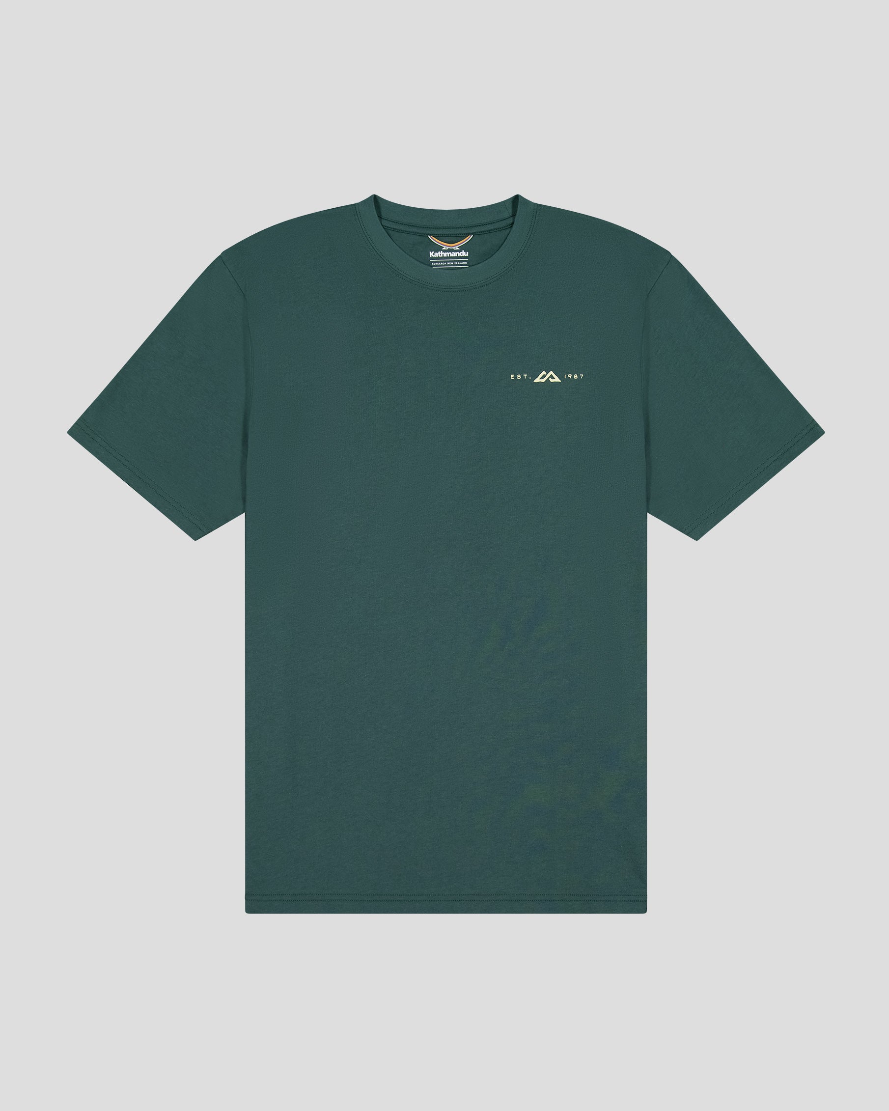 Men's Mountain Camo Organic Cotton Short Sleeve T-Shirt - Deep Forest Green - Breathable & Eco-Friendly Casual Wear for Hiking, Camping & Outdoor Adventures