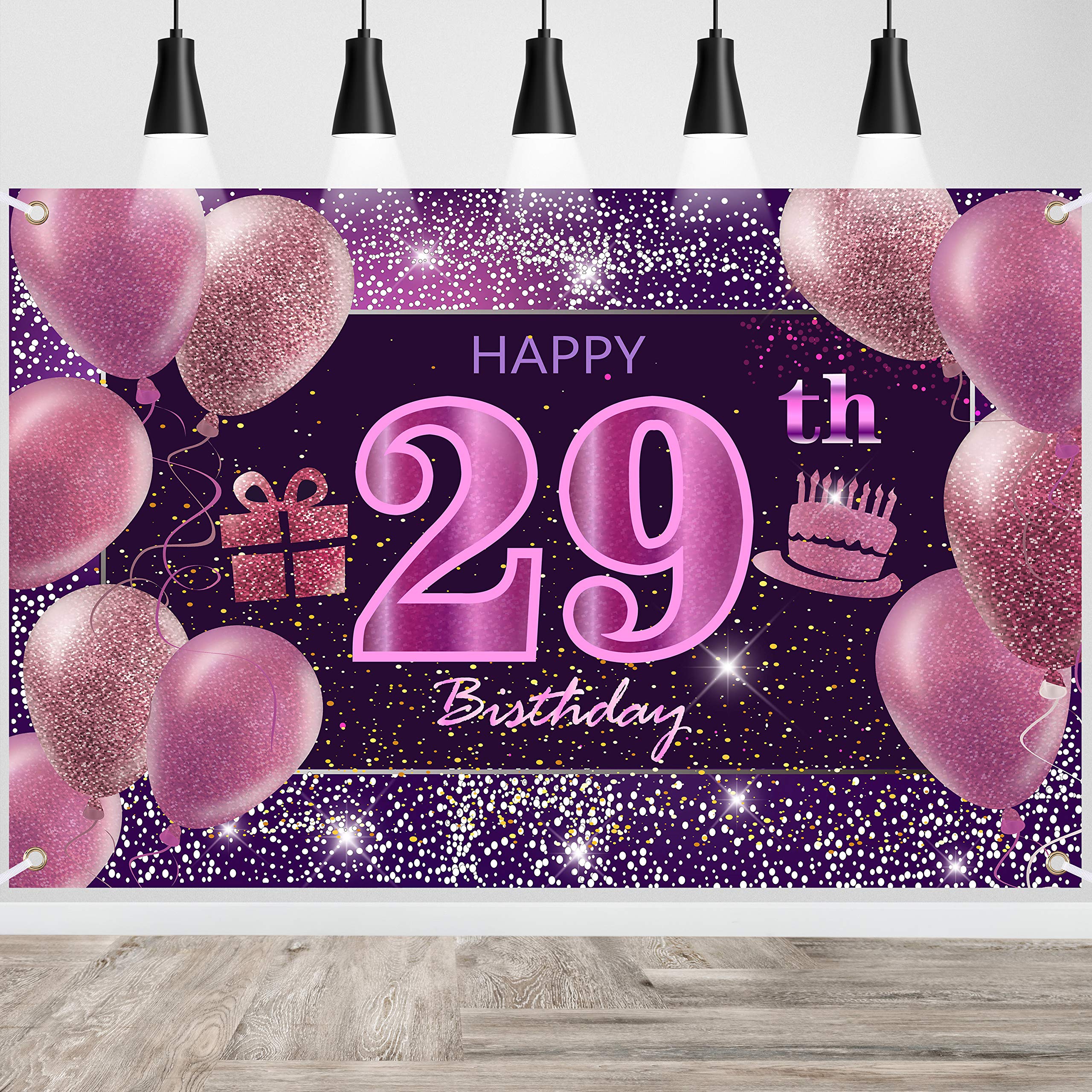 IMISI 29th Birthday Decorations for Women - Pink Happy Birthday Banner & Party Backdrop - Perfect for Girls' Birthday Parties, Baby Showers & Bridal Showers