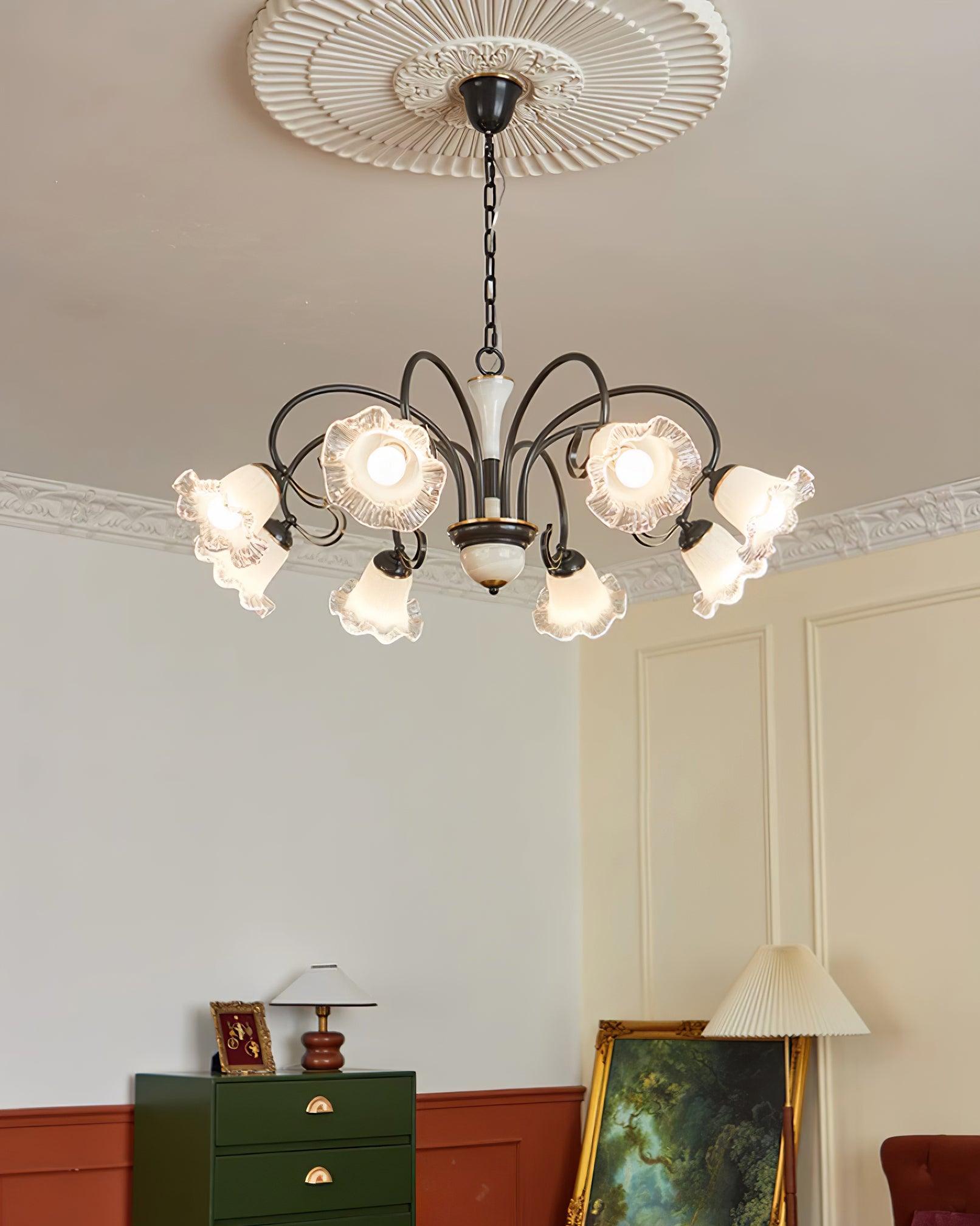 Elegant Luce Black Chandelier - Modern Crystal Ceiling Light Fixture for Dining Room, Bedroom & Living Room Decor