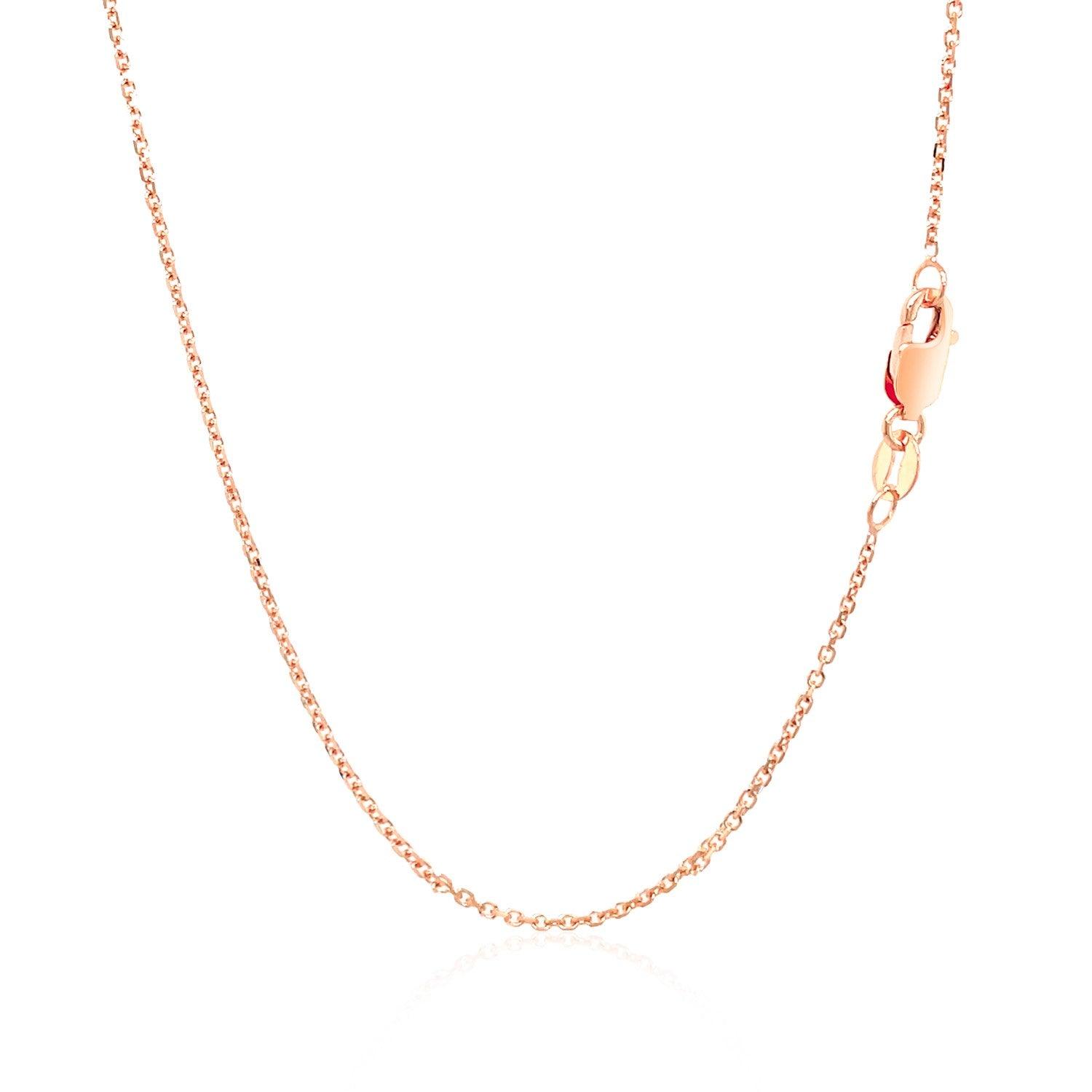 14K Rose Gold Diamond Cut Cable Link Chain Necklace - 1.1mm Thin Delicate Chain for Women, Perfect for Layering, Everyday Wear & Special Occasions