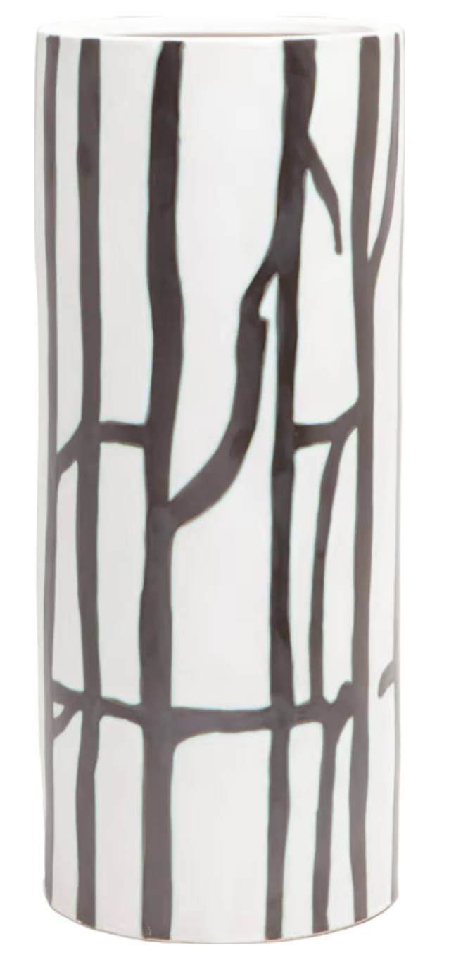 Modern Abstract Lined Ceramic Umbrella Stand - Waterproof Entryway Organizer for Rain & Snow Gear - Perfect for Home, Office & Porch Decor