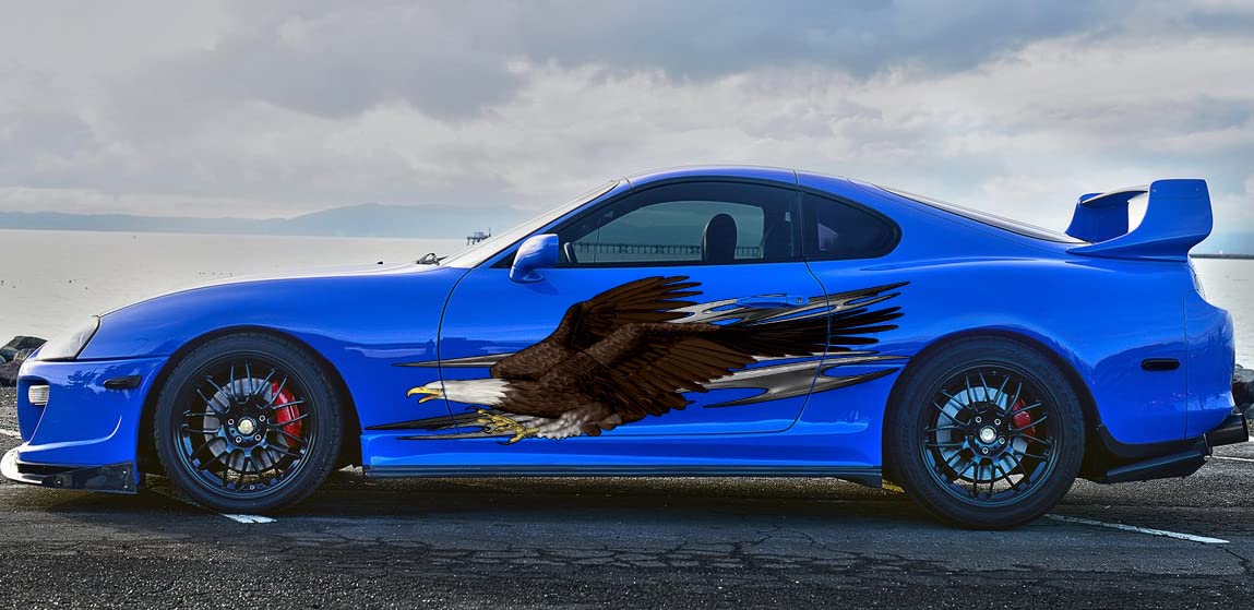 American Flag Ripped Metal Car Vinyl Wrap - Patriotic US Eagle Full Color Decal (22x70 inches) - Perfect for Trucks, SUVs & Motorcycles - Show Your USA Pride on the Road